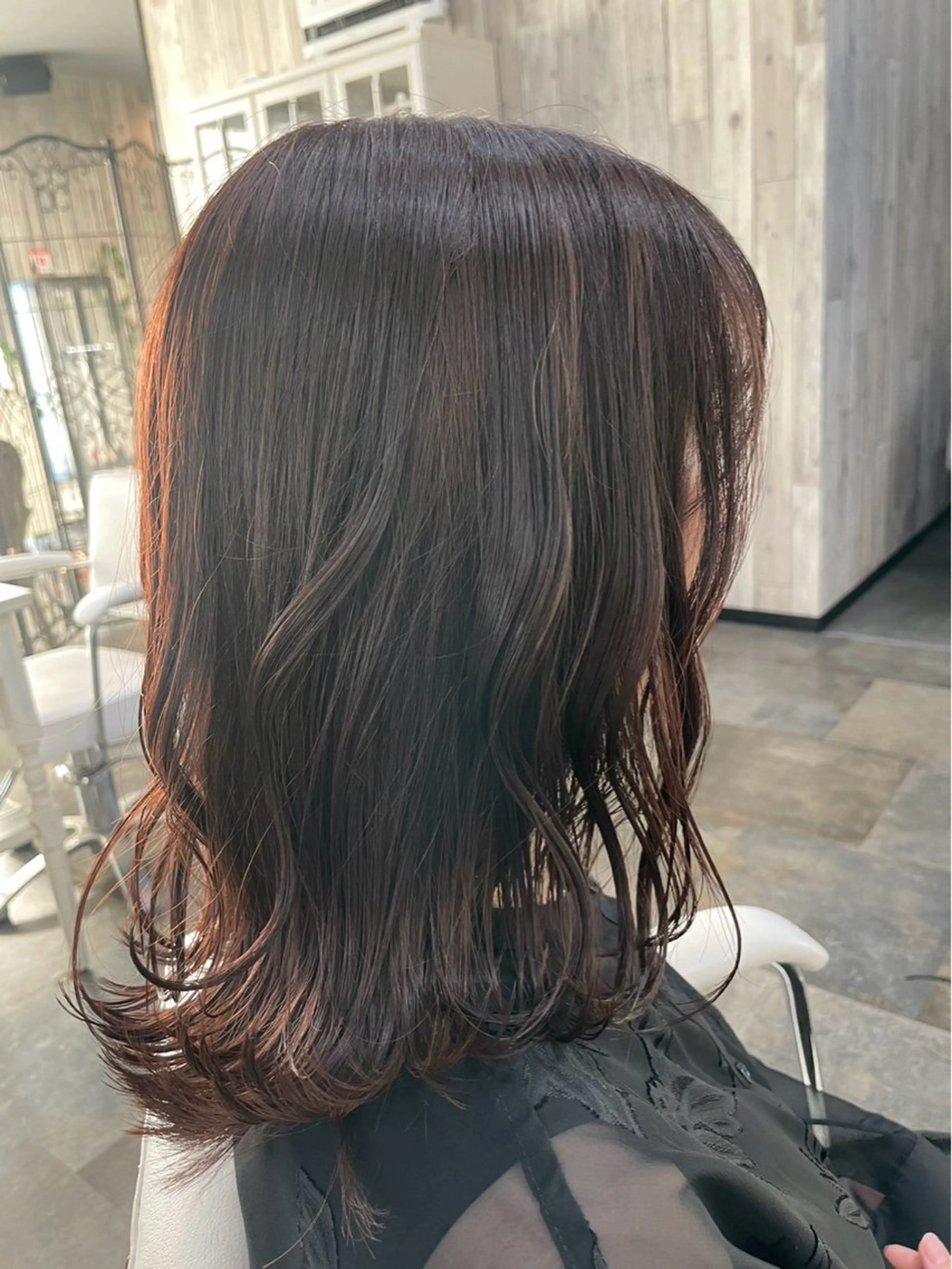 ミディアム ボブレイヤー ミディアムパーマ ミストバング ボブ ハイライト カット ヘアカラー トリートメント The Apartment of Solon Citta 船橋609所属・髪質改善/美髪/個室 /マンツーマン/ハラのヘアスタイル
