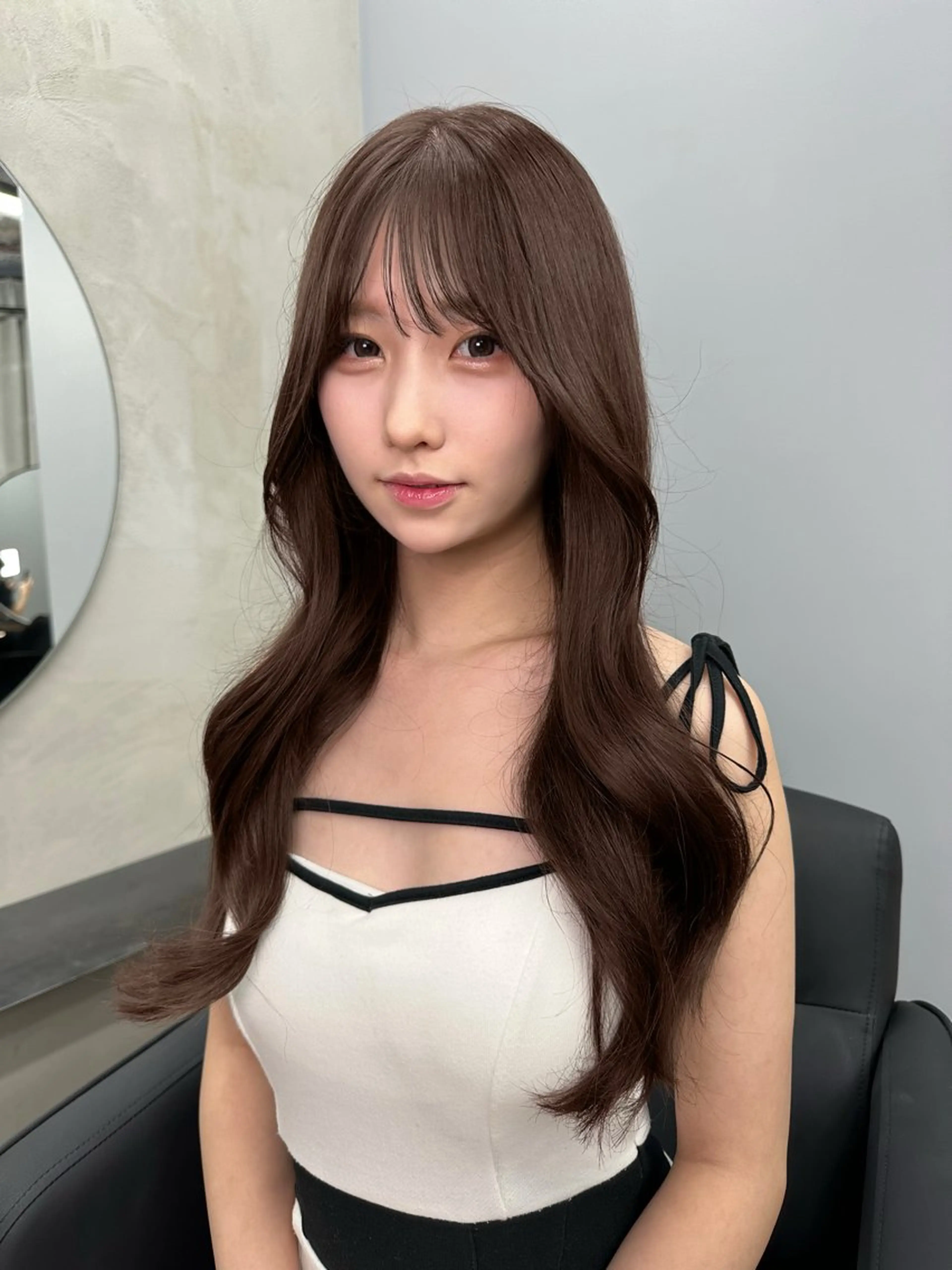 ロング カット ヘアカラー トリートメント 韓国風/ワンホンヘア 髪質改善/MaCoのヘアスタイル