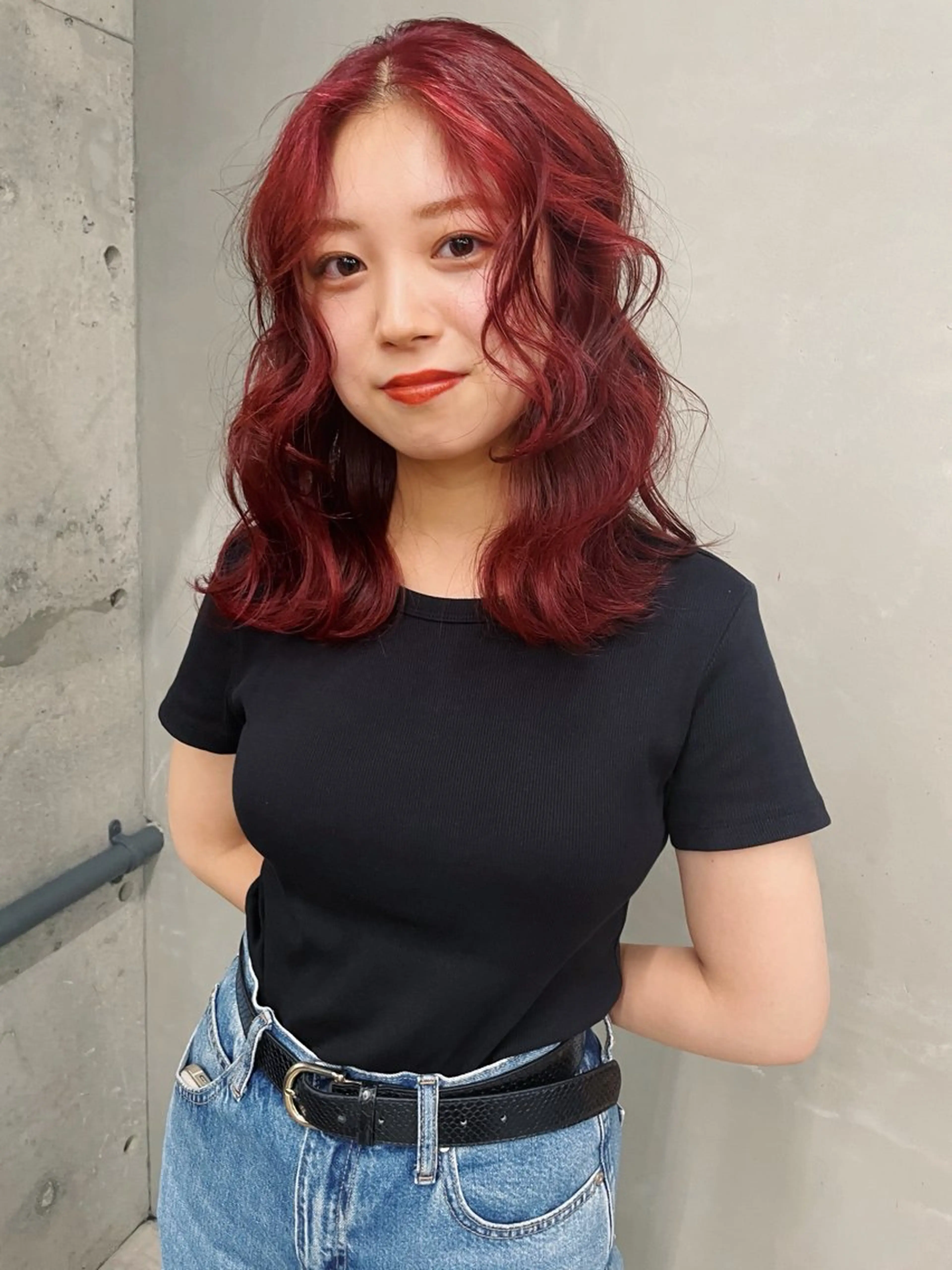 ミディアム カラー レッドカラー カット ヘアカラー トリートメント ヘアセット センスをお届けします 大谷将生INFPのヘアスタイル