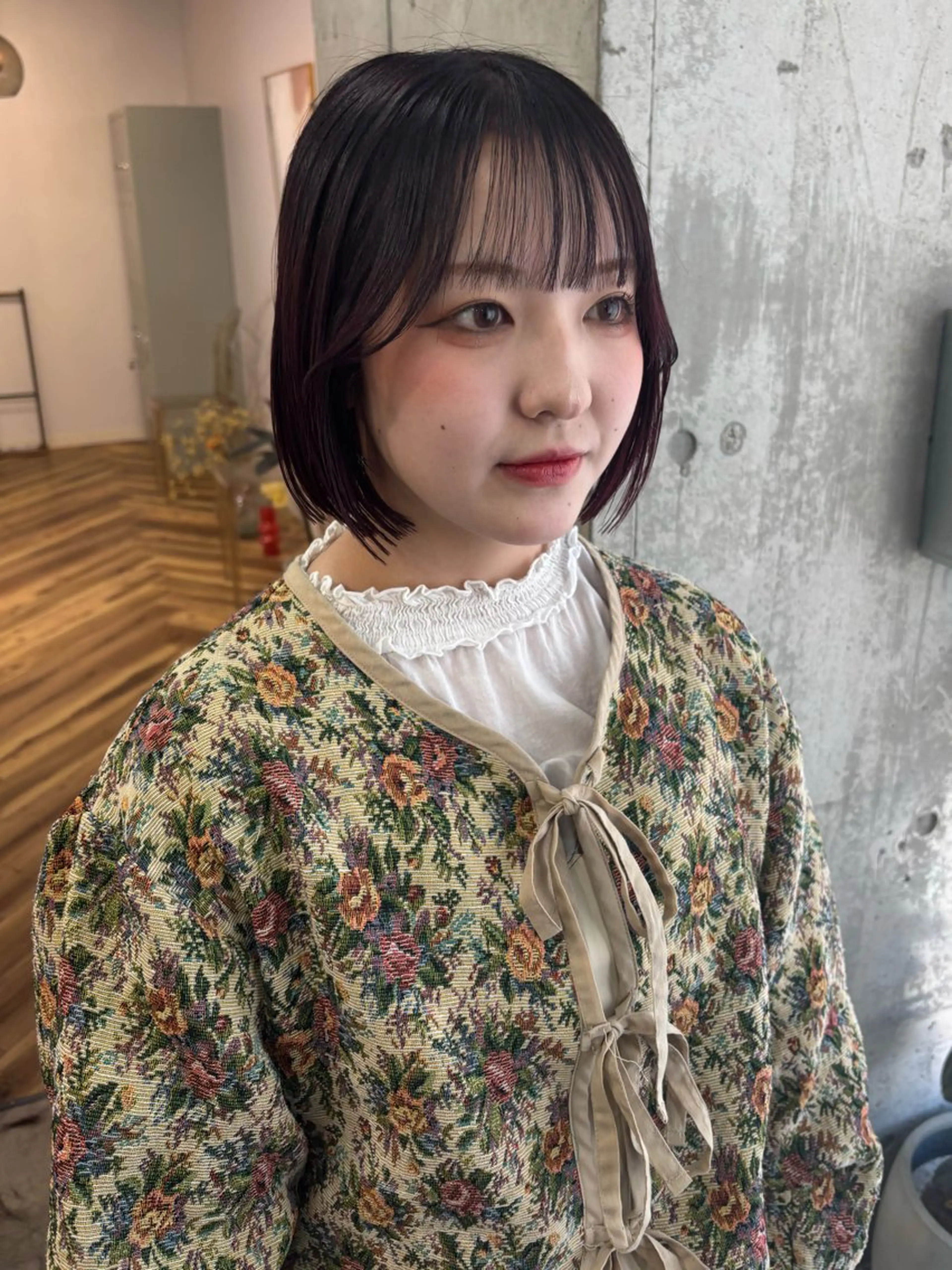 ミディアム カラー レッドカラー ボブ 顔周りカット ヘアカラー lani hair salon所属・SHOTO ハイトー ン/デザインカラーのヘアスタイル