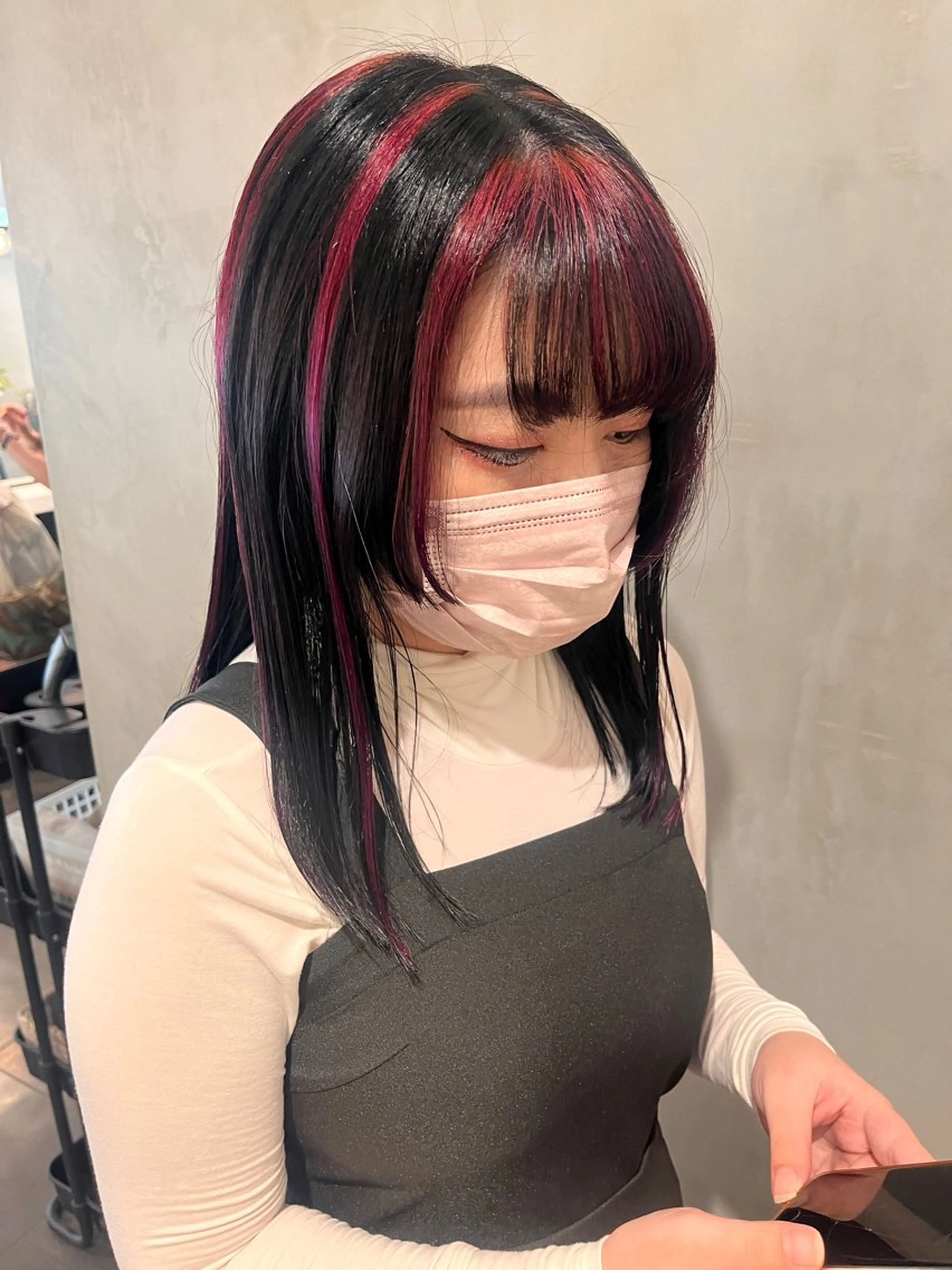 ミディアム カラー ピンクカラー 暖色🍒姫カット🎀 オタク特化🎀ゆうなのヘアスタイル