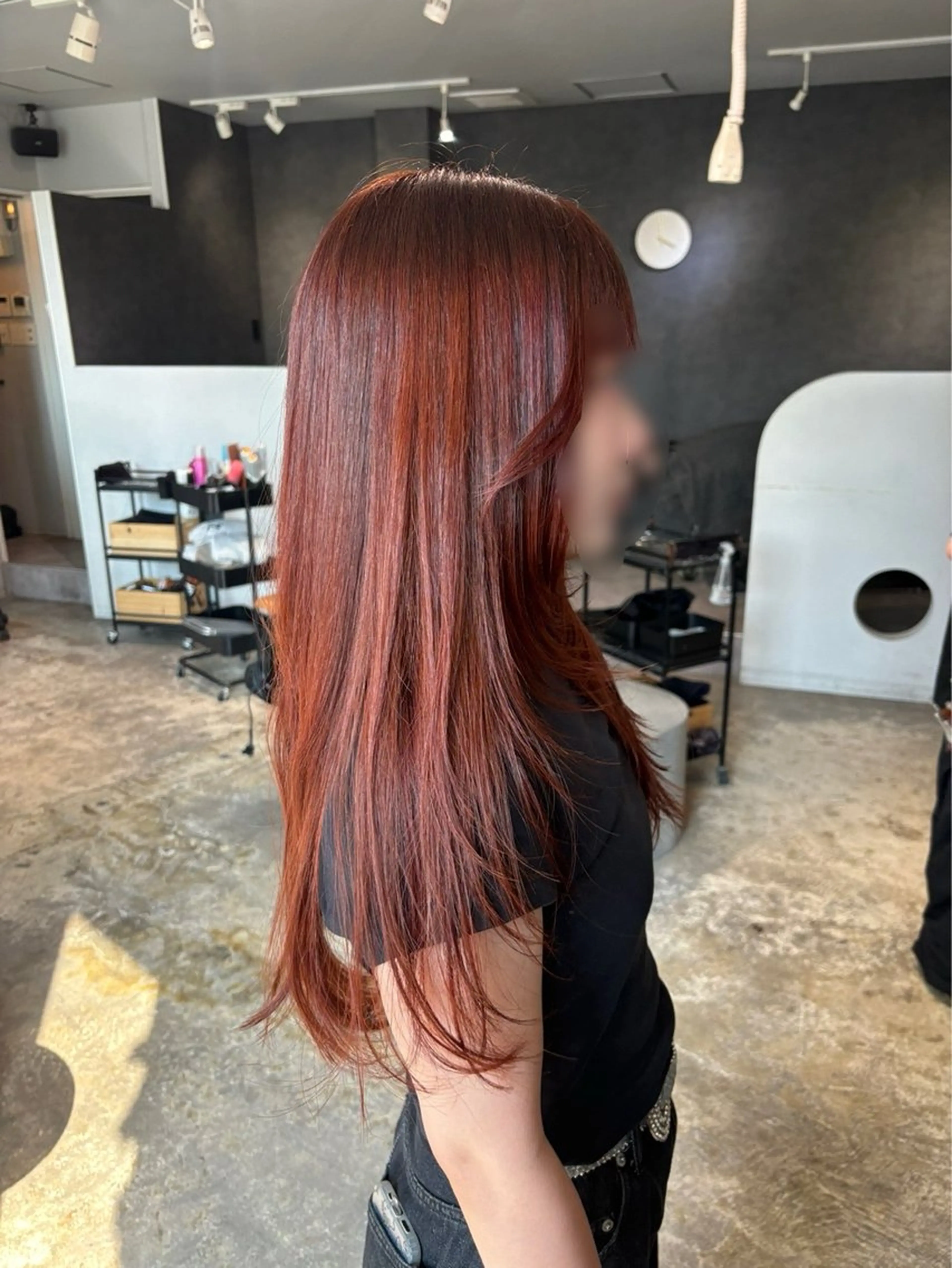 ロング カラー オレンジ レイヤーカット カット ヘアカラー トリートメント 🐼 こゆきのヘアスタイル