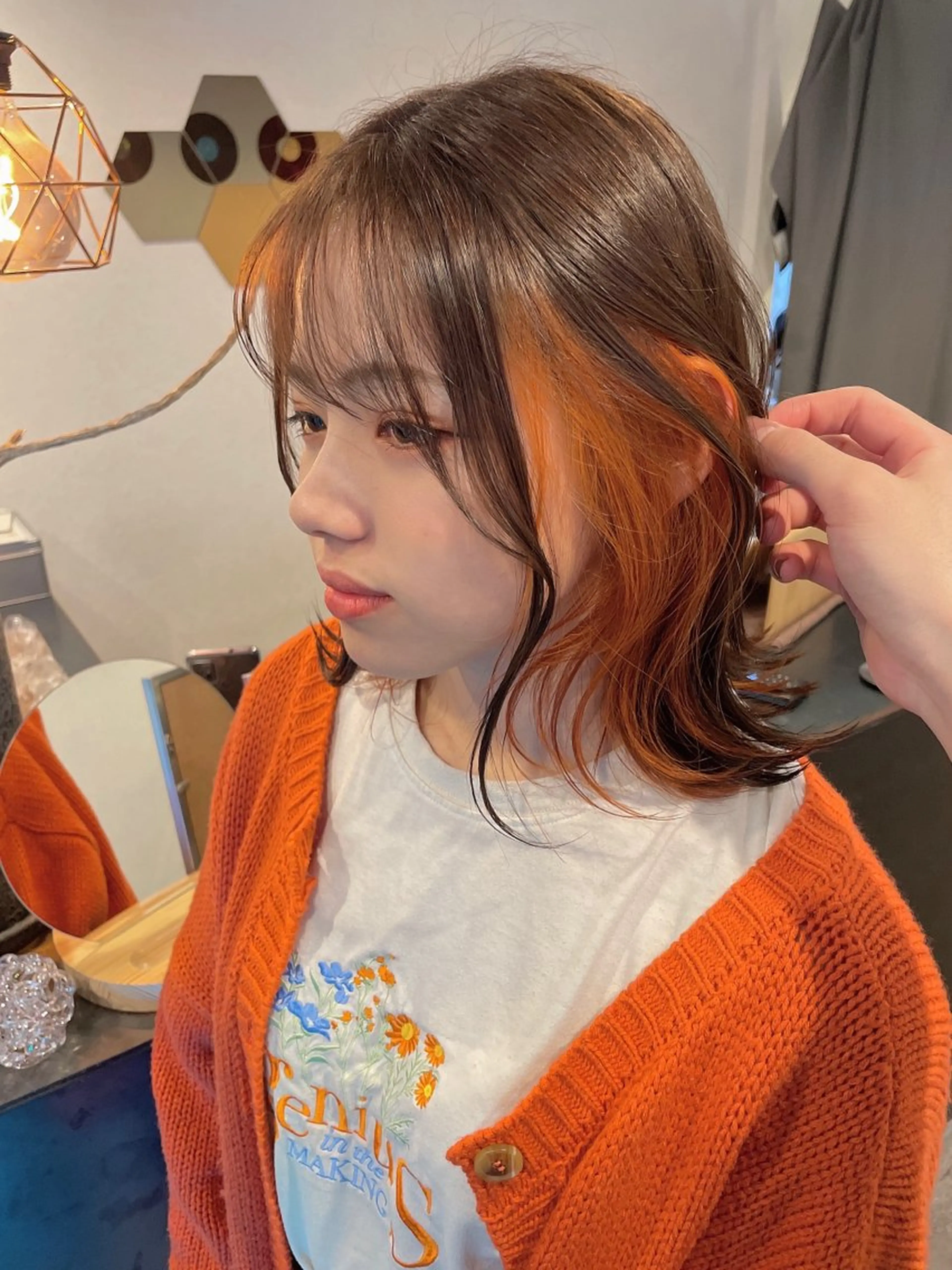 ミディアム カラー カット 縮毛矯正 トリートメント Yo ／ ulu.のヘアスタイル