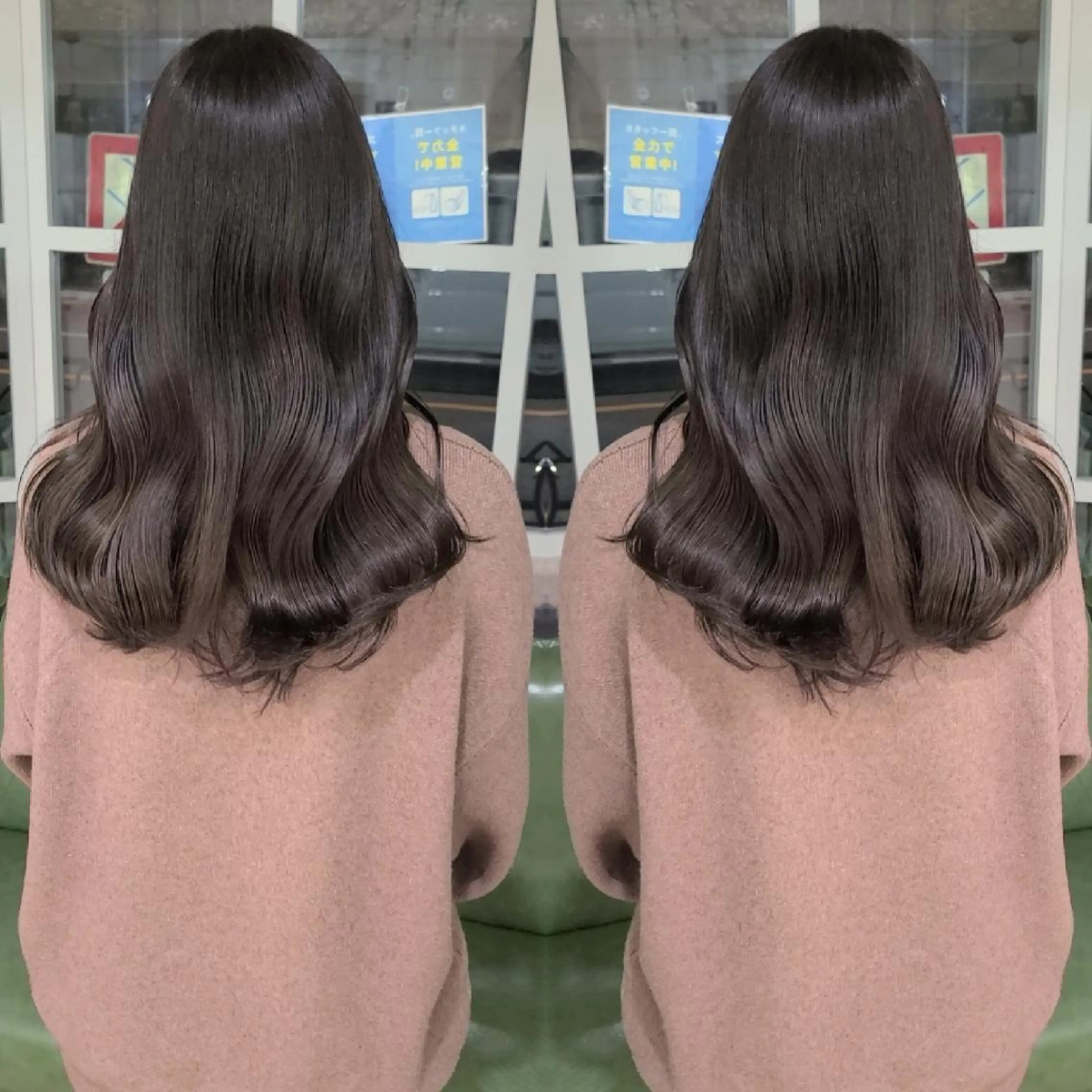 セミロング カラー アッシュ アッシュグレー ベージュカラー ブリーチ ブラウンカラー ヘアカラー cherie所属・大内 格のヘアスタイル
