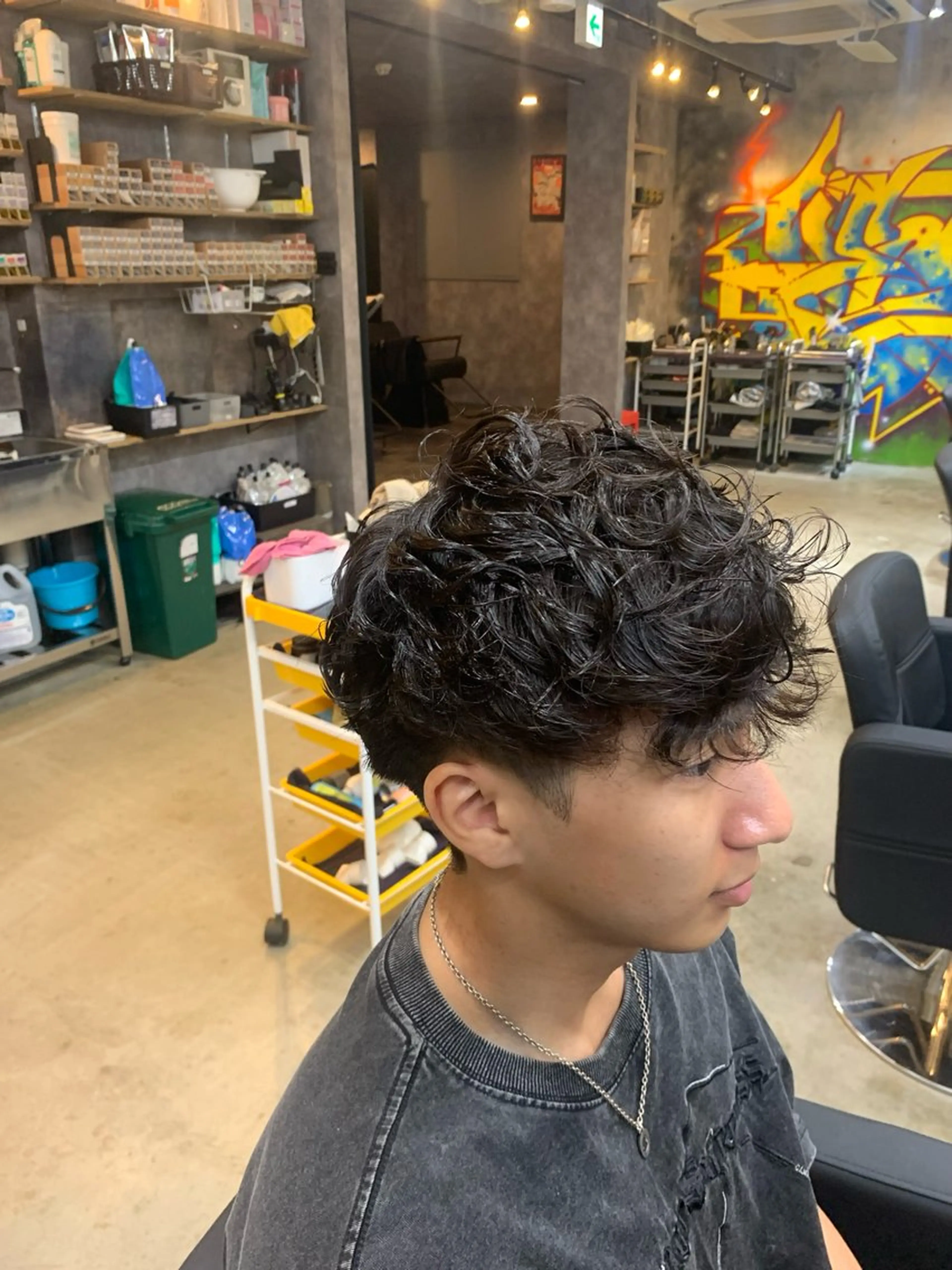 パーマ メンズ マッシュ スペインカール カット パーマ ⚡️メンズパーマ特化 mens支持◎/忠地のヘアスタイル