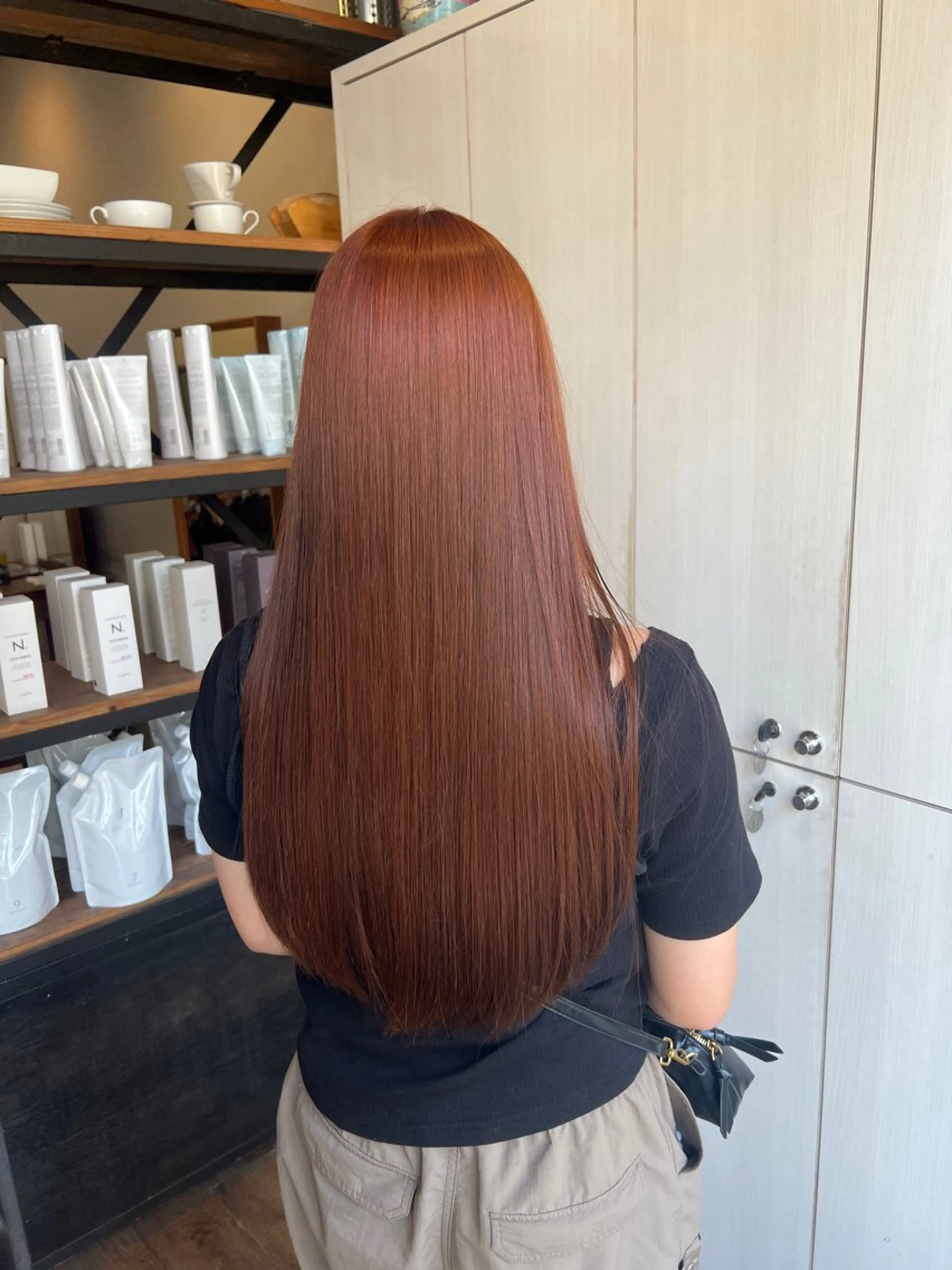 ロング カラー ブリーチ ブラウンカラー ダブルカラー ブリーチなしカラー オレンジ ヘアカラー きむらなみか/ ショートボブ🪐のヘアスタイル