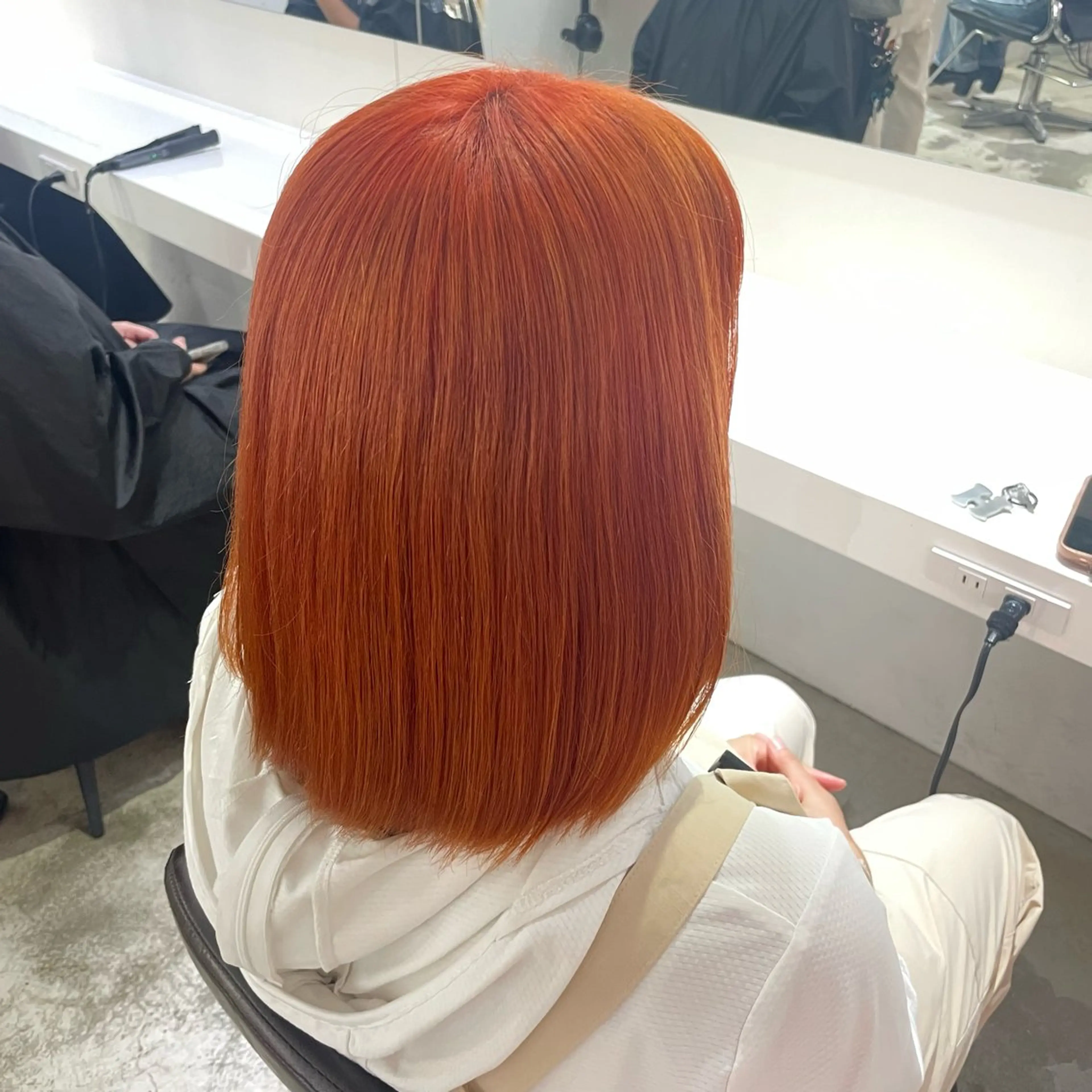 ミディアム カラー ダブルカラー オレンジ ヘアカラー ハイトーン×デザイン 🪽🫧HIKARIのヘアスタイル
