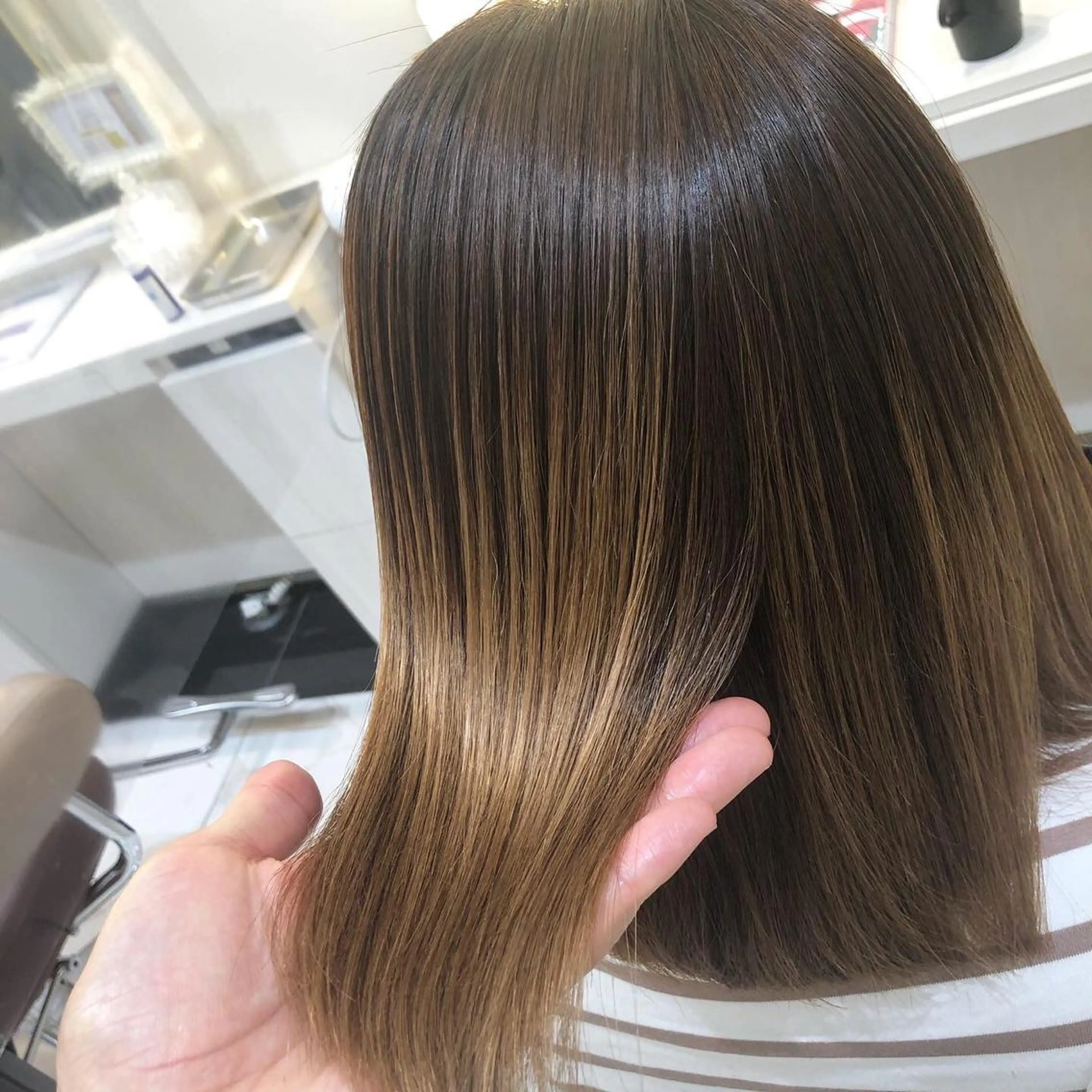 ミディアム パーマ くせ毛 縮毛矯正 安井　昴 💫ブリーチ縮毛矯正のヘアスタイル