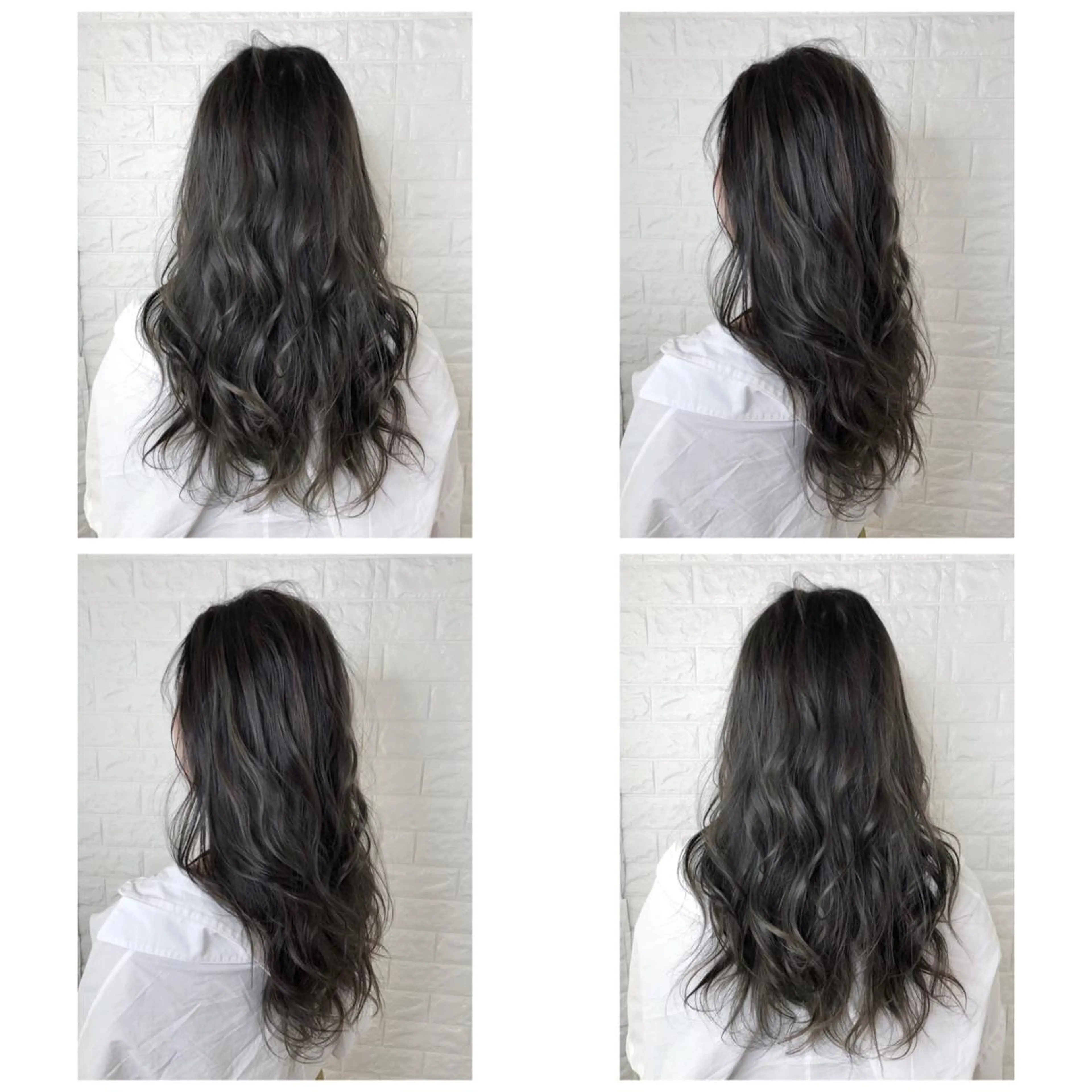 セミロング カラー ブリーチ ダークグレー ダークグレージュ グレージュ ハイライトカラー KIZU 髪質改善 オカルト怪談のヘアスタイル