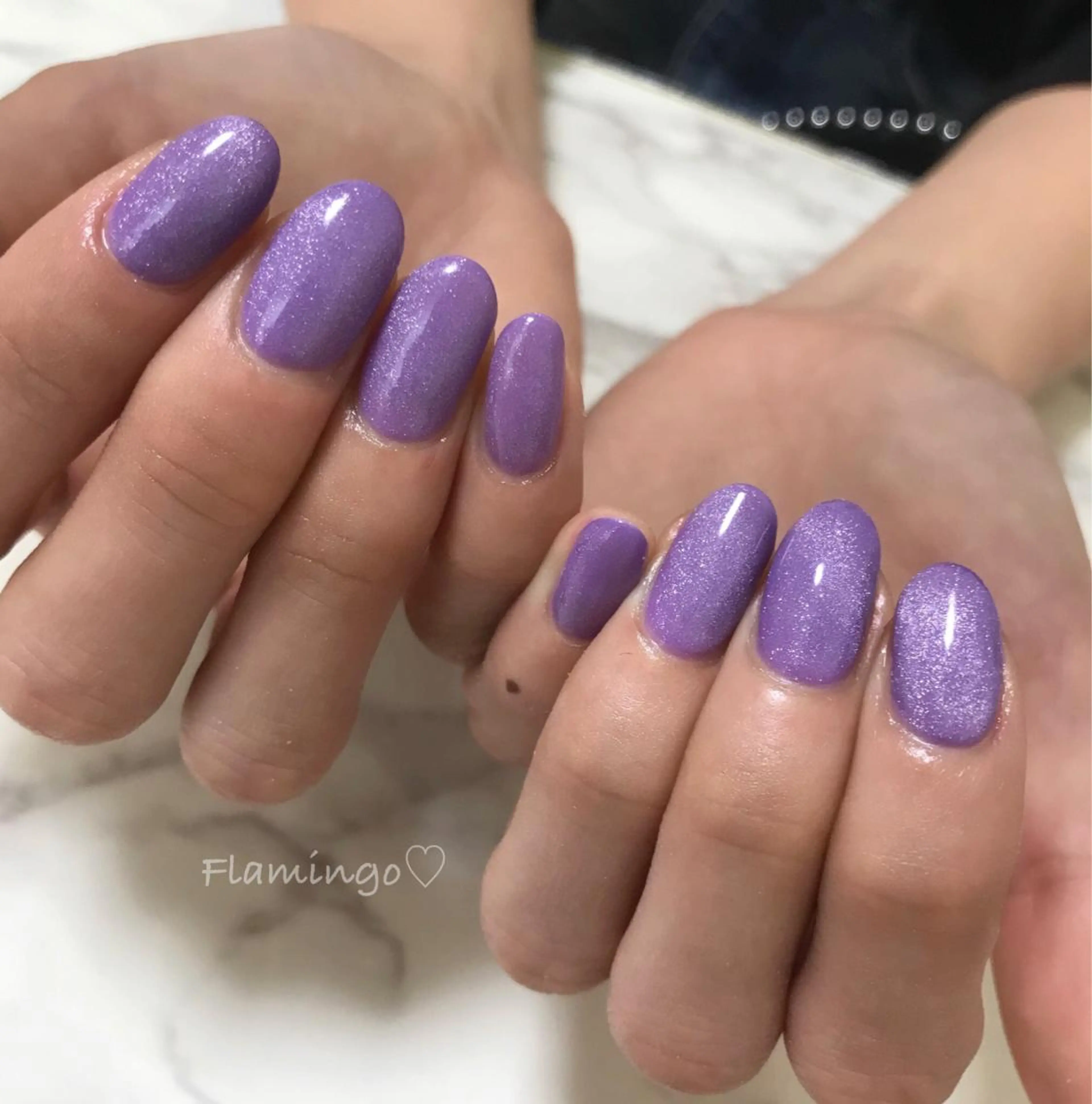 ネイル ジェルネイル キラキラネイル マグネットネイル パープル シンプルネイル シンプル／上品／爪育 ☺︎Flamingoのネイルデザイン