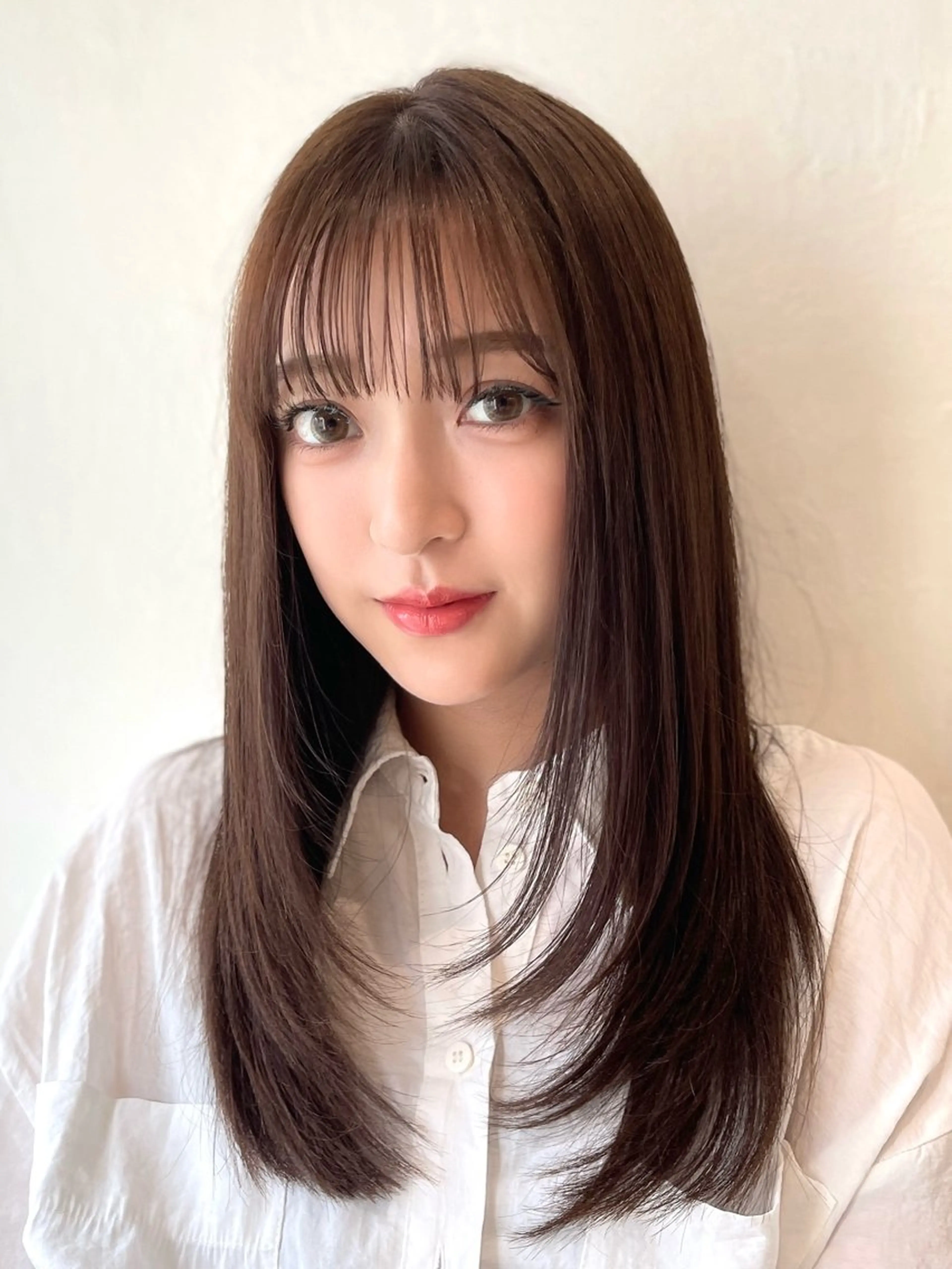 ロング カラー ブラウンカラー 透明感カラー 顔まわりレイヤー レイヤーカット シースルーバング カット ヘアカラー トリートメント ヘッドスパ 大人可愛い透明感🌟 小顔・韓国髪🌟野中のヘアスタイル