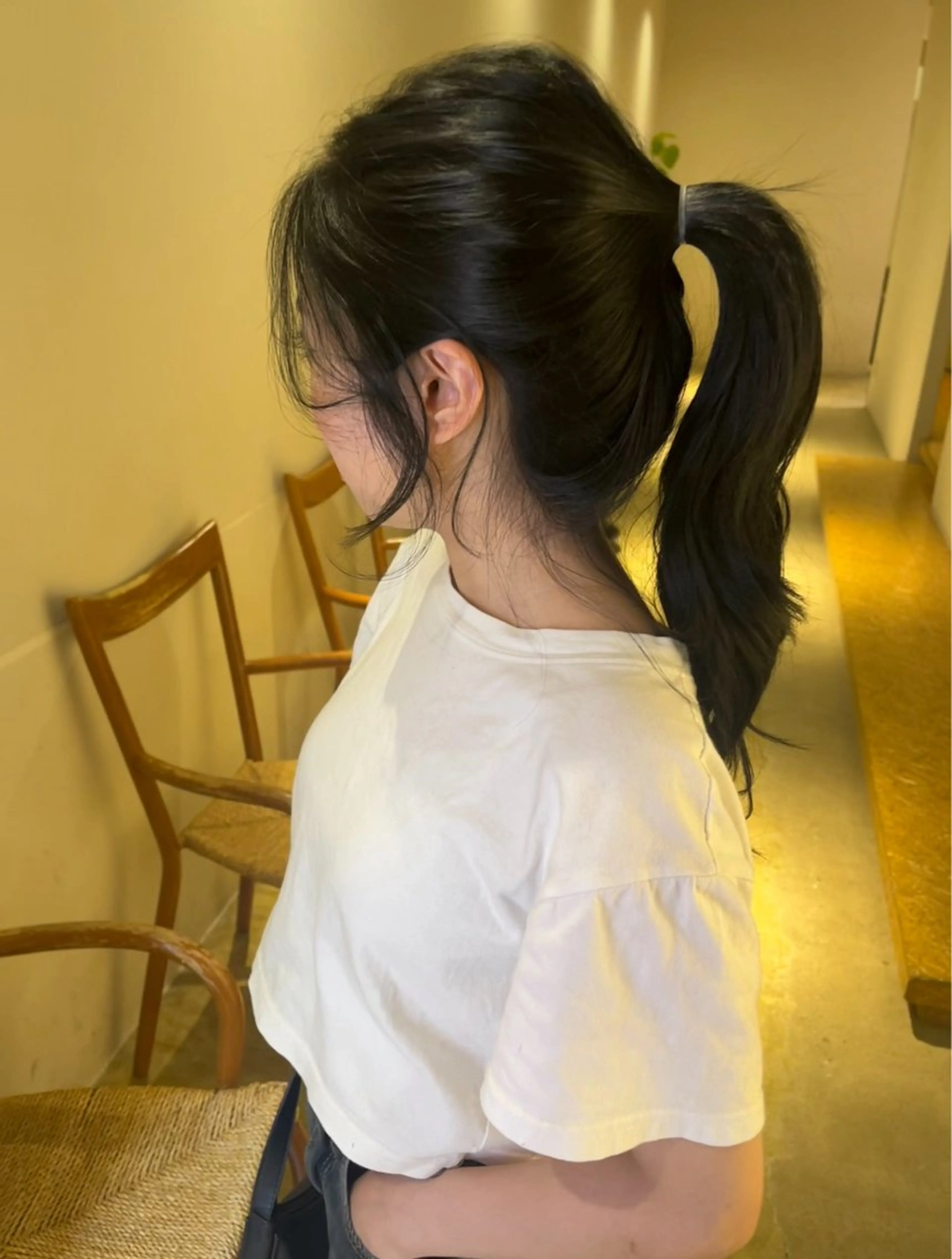 ロング カラー 小顔カット カット ヘアカラー トリートメント えんぐちとも／透明感 カラー／博多ボブのヘアスタイル