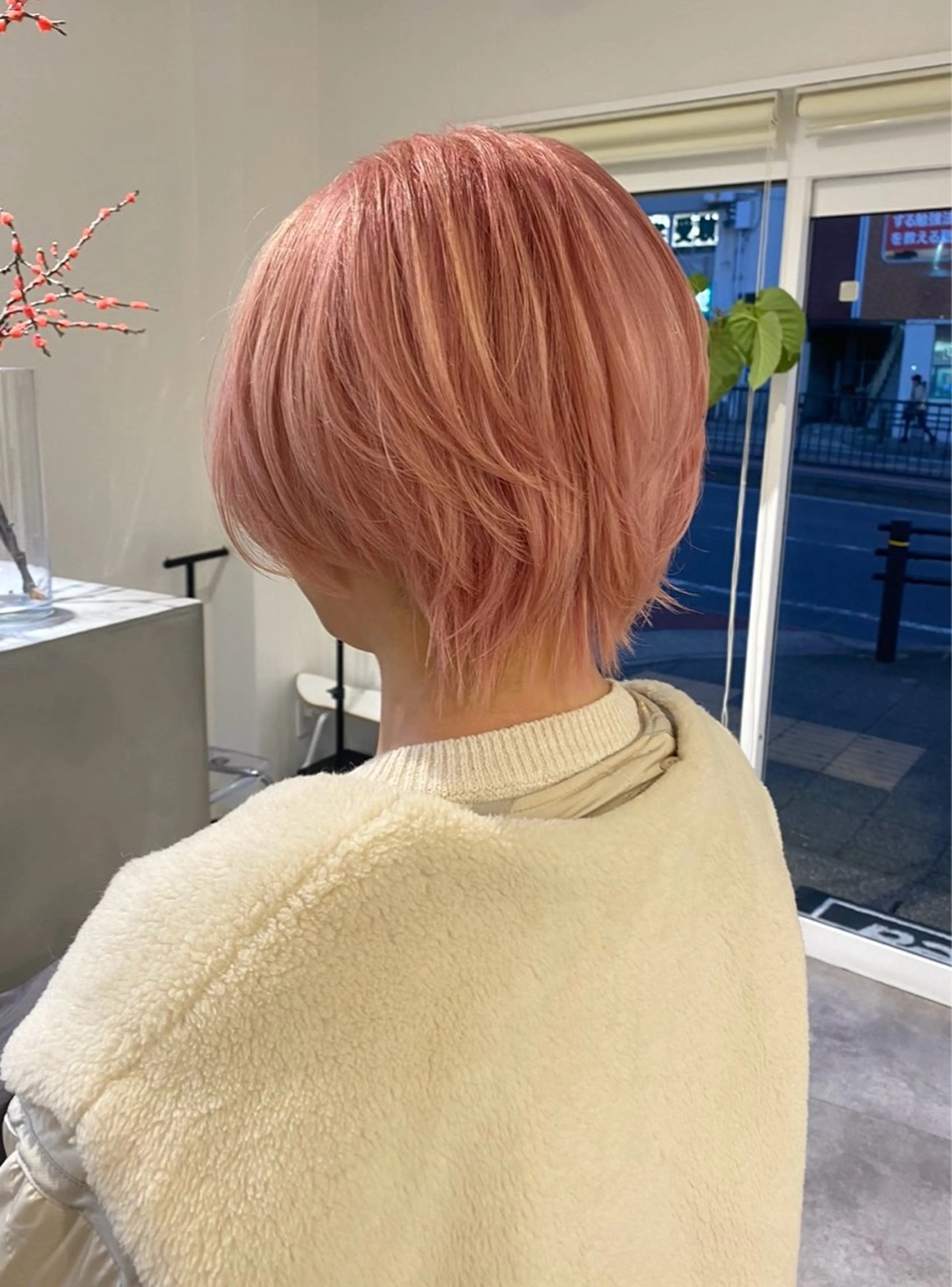 ショート カラー 丸みショート ハイトーンカラー ピンクカラー ショートヘア 名古屋/八事駅 暉梨(HIKARI)のヘアスタイル