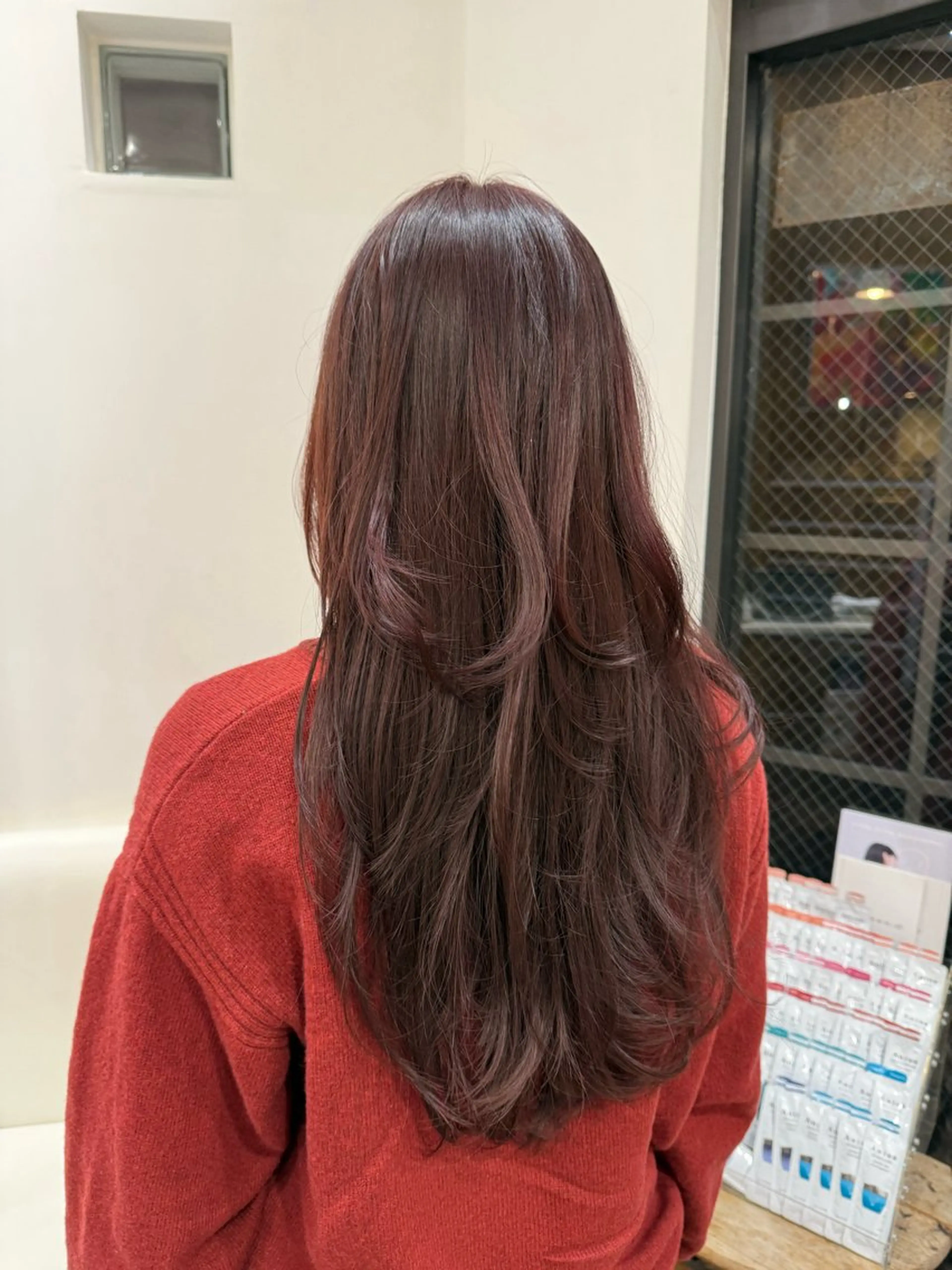 ロング カラー ピンクカラー ハイレイヤー レイヤーカット ヘアカラー atelier doux dimanche（アトリエ・ドゥー・ディマンシュ）所属・Fukamiレイヤー 透明感カラーのヘアスタイル