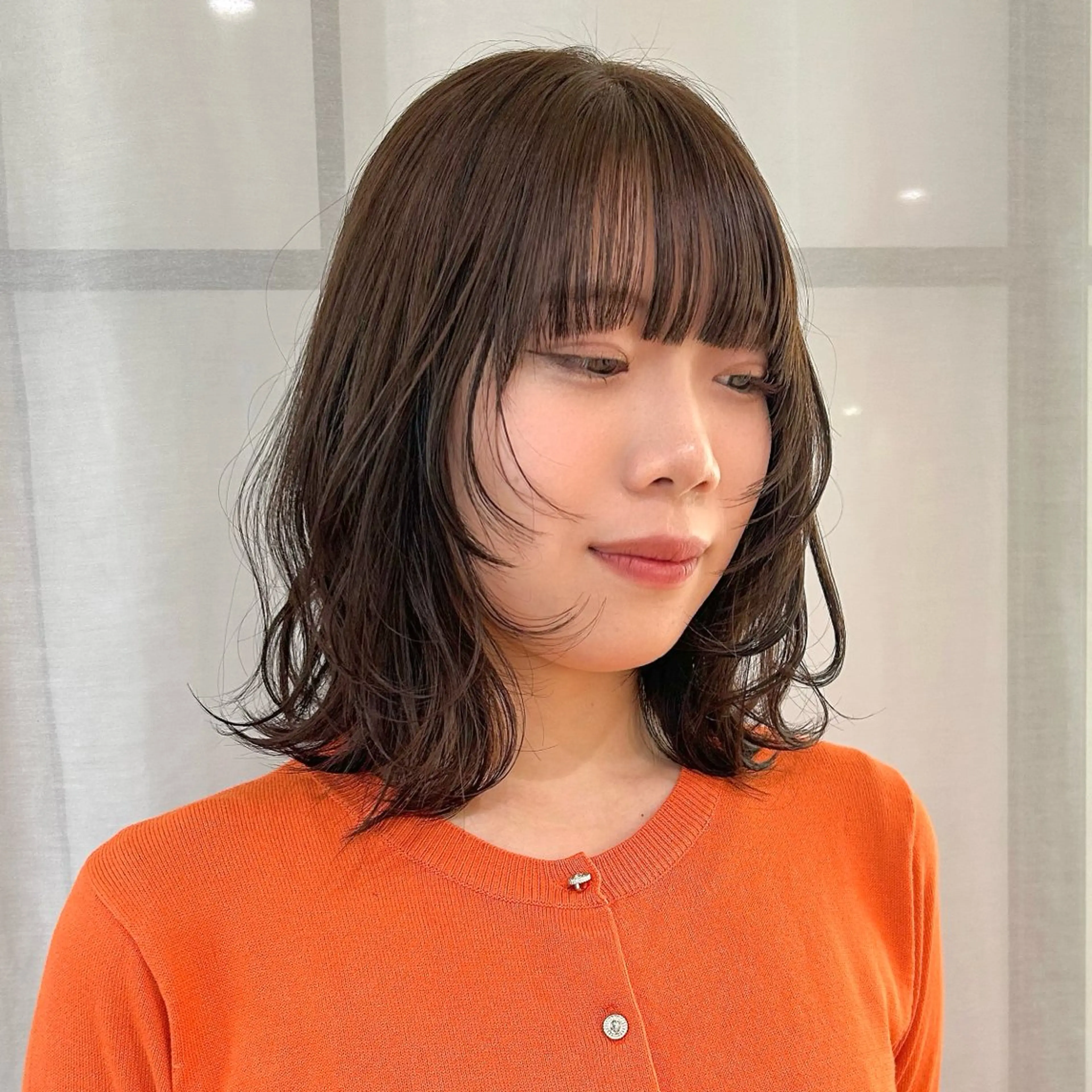 ミディアム カラー 顔まわりレイヤー 顔周りカット レイヤーカット カット ヘアカラー ボブレイヤー/ ブリーチ/miyuuのヘアスタイル