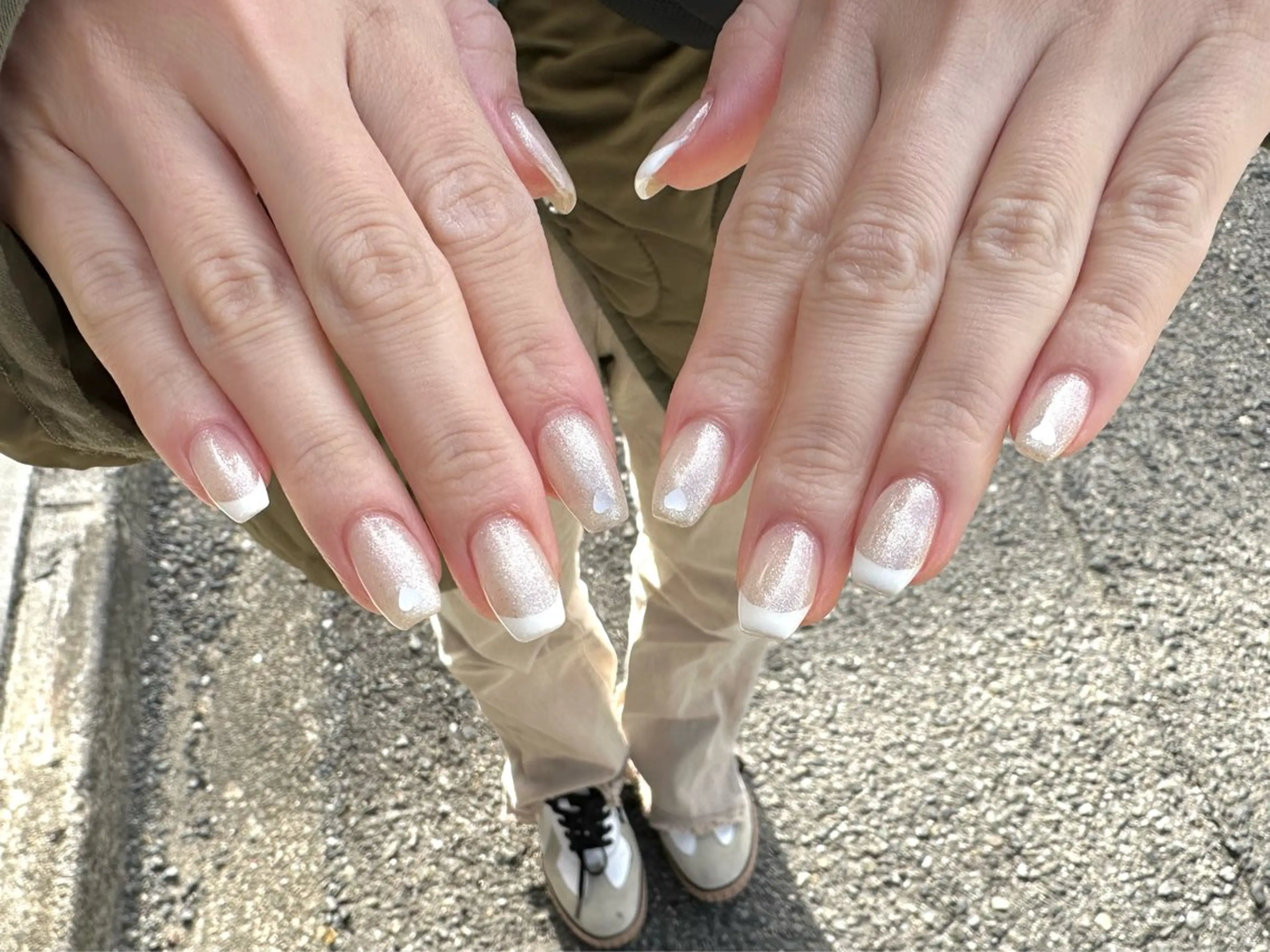 ネイル フレンチネイル ハート ハンドネイル nu NANAのネイルデザイン