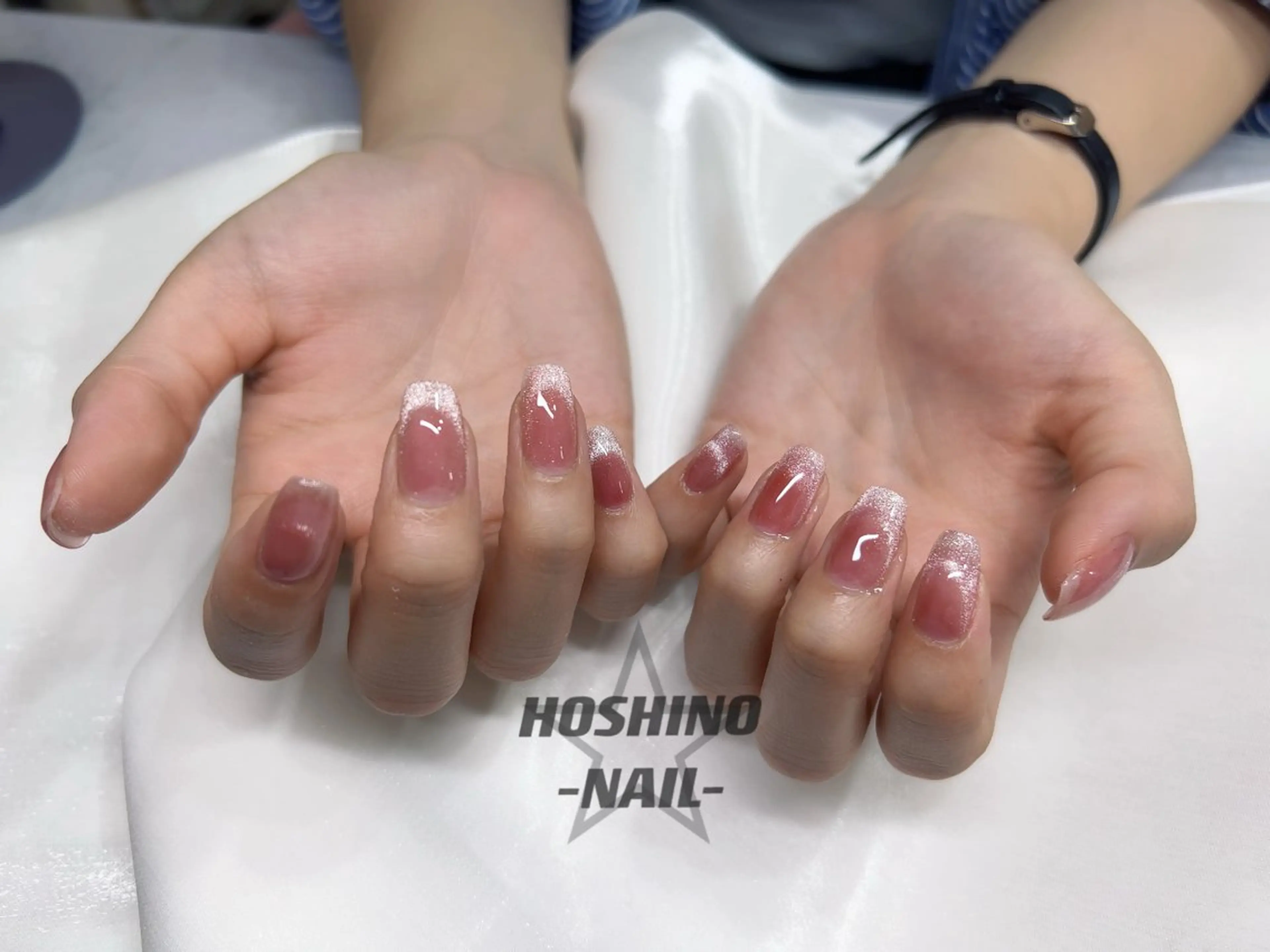 ネイル フレンチネイル マグネットネイル マグネットフレンチ ピンク ★HOSHINO NAIL★新宿店のネイルデザイン