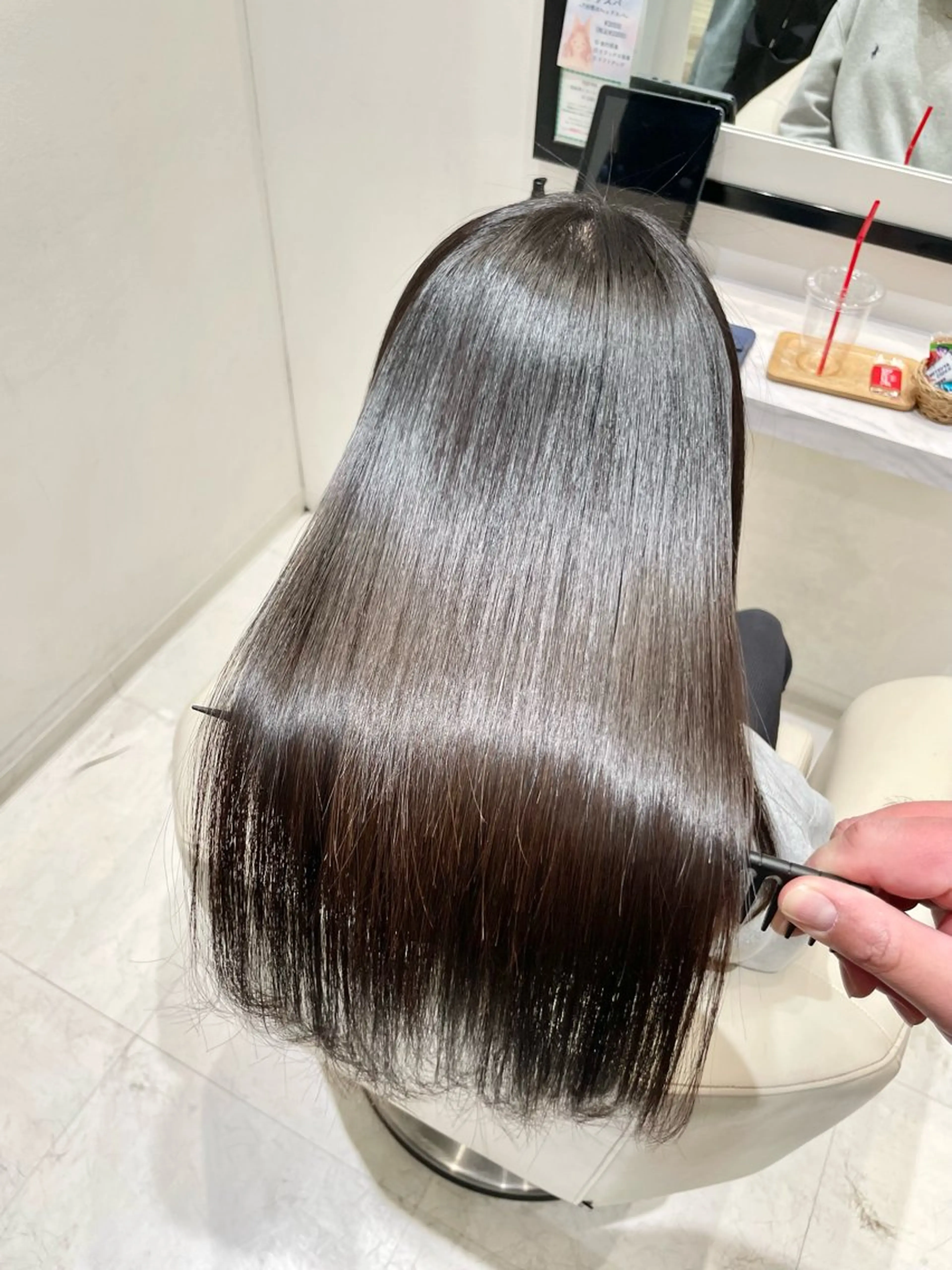 ロング パーマ 伸ばしかけ 縮毛矯正 トリートメント k-two✨たき艶感 カラー／美髪矯正のヘアスタイル
