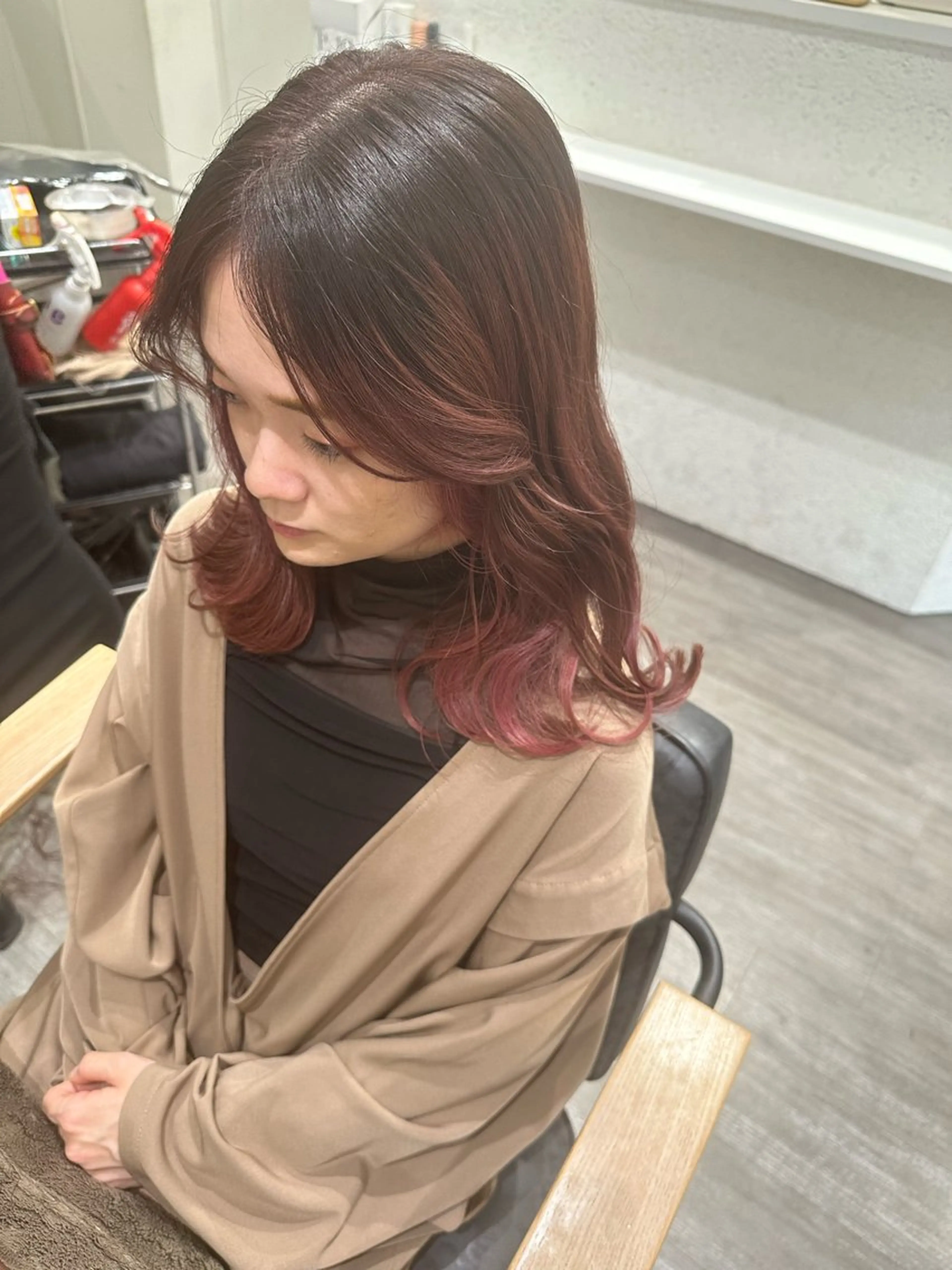 ミディアム カラー ラベンダーカラー ピンクカラー ピンクラベンダー カット ヘアカラー トリートメント 艶髪レイヤー上田 紗也🇰🇷💗のヘアスタイル