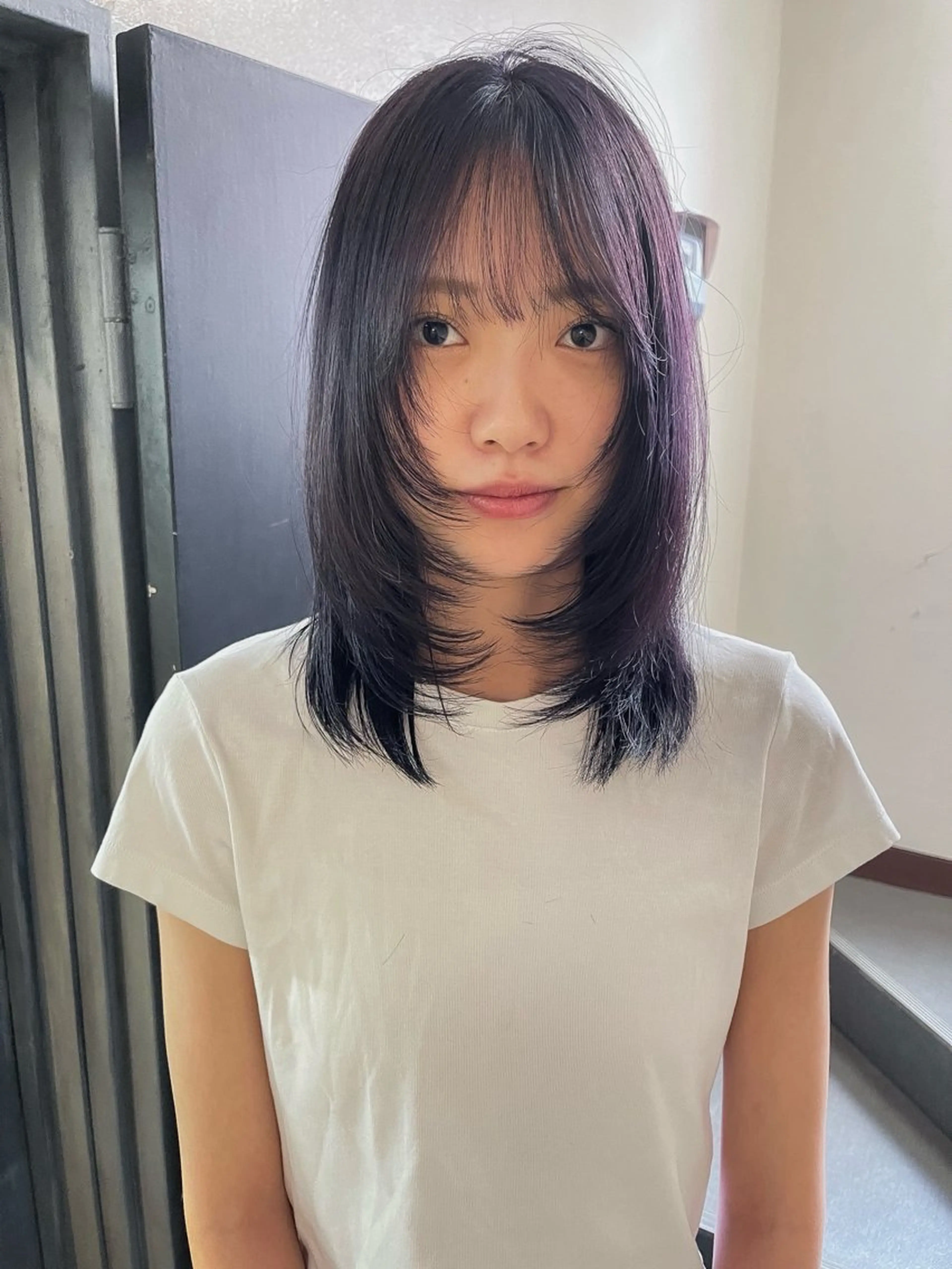 セミロング カラー ラベンダーカラー レイヤーカット カット ヘアカラー トリートメント ヘアセット 安部佑哉/ハイトーン /レイヤーボブのヘアスタイル
