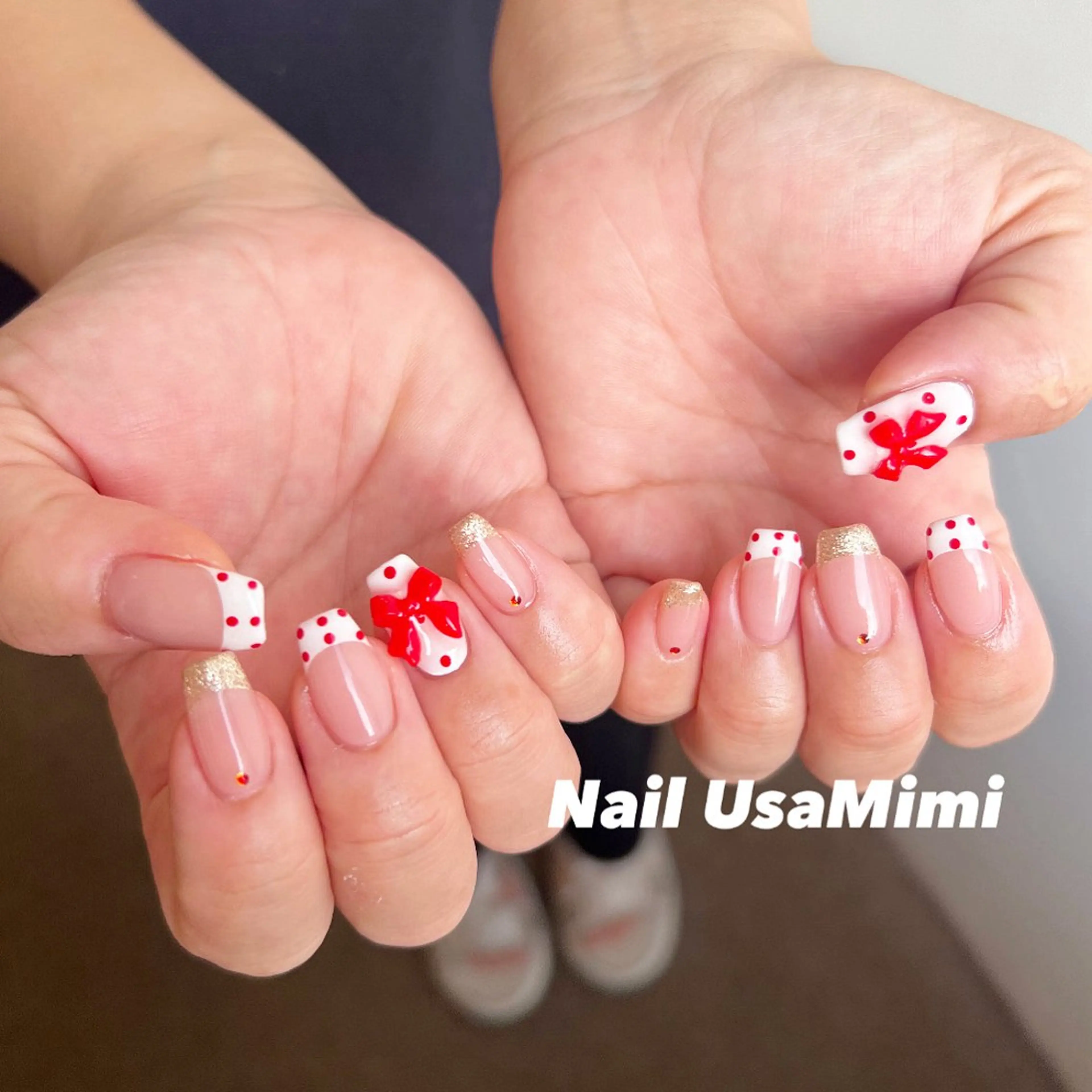 ネイル アートネイル オーロラネイル チークネイル ドット フレンチネイル ハンドネイル 本町NailUsa Mimi RIKOのネイルデザイン