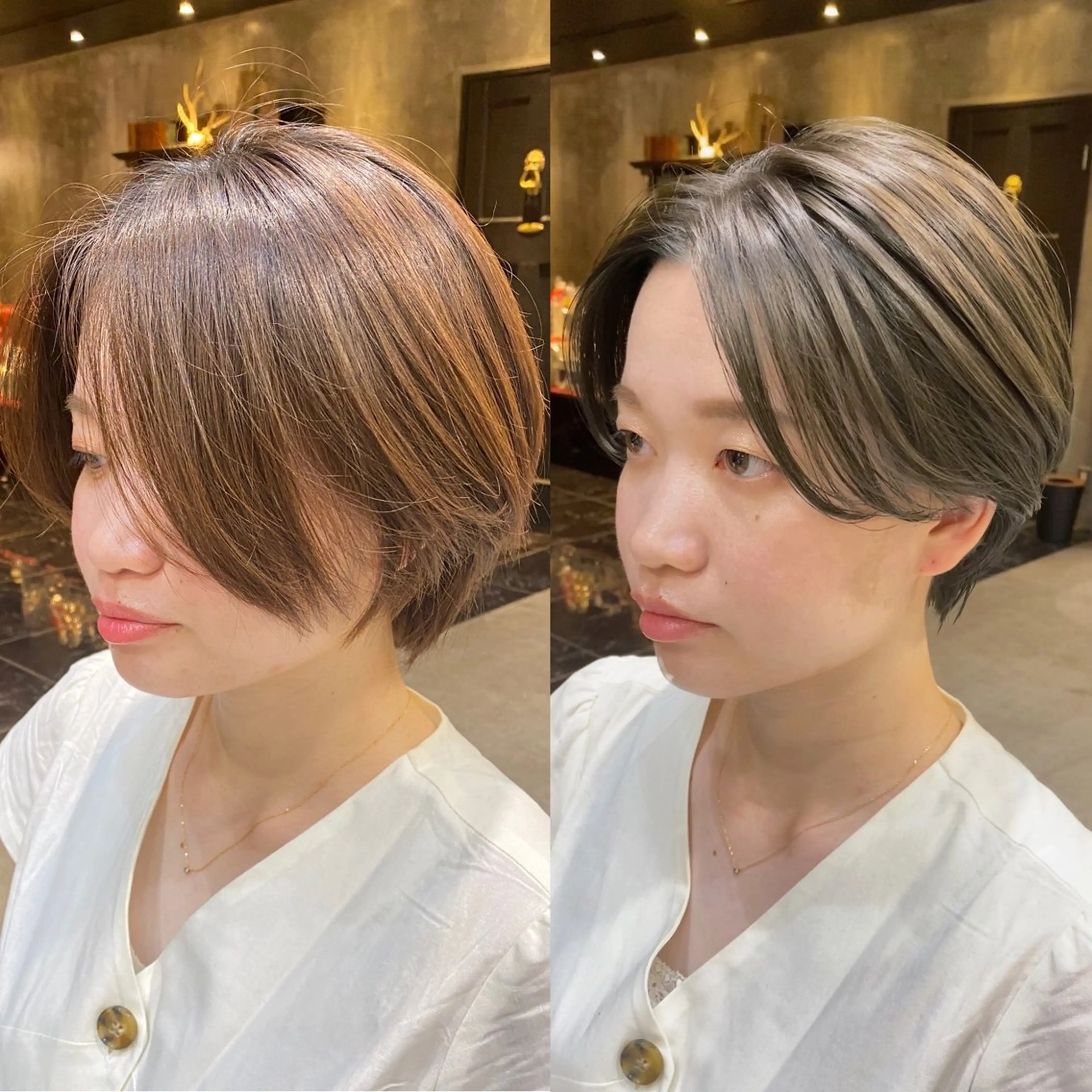 ショート カラー ハンサムショート グレージュ カーキグレージュ ショートヘア ブリーチなしダブル カラー🧸🐺陽介のヘアスタイル