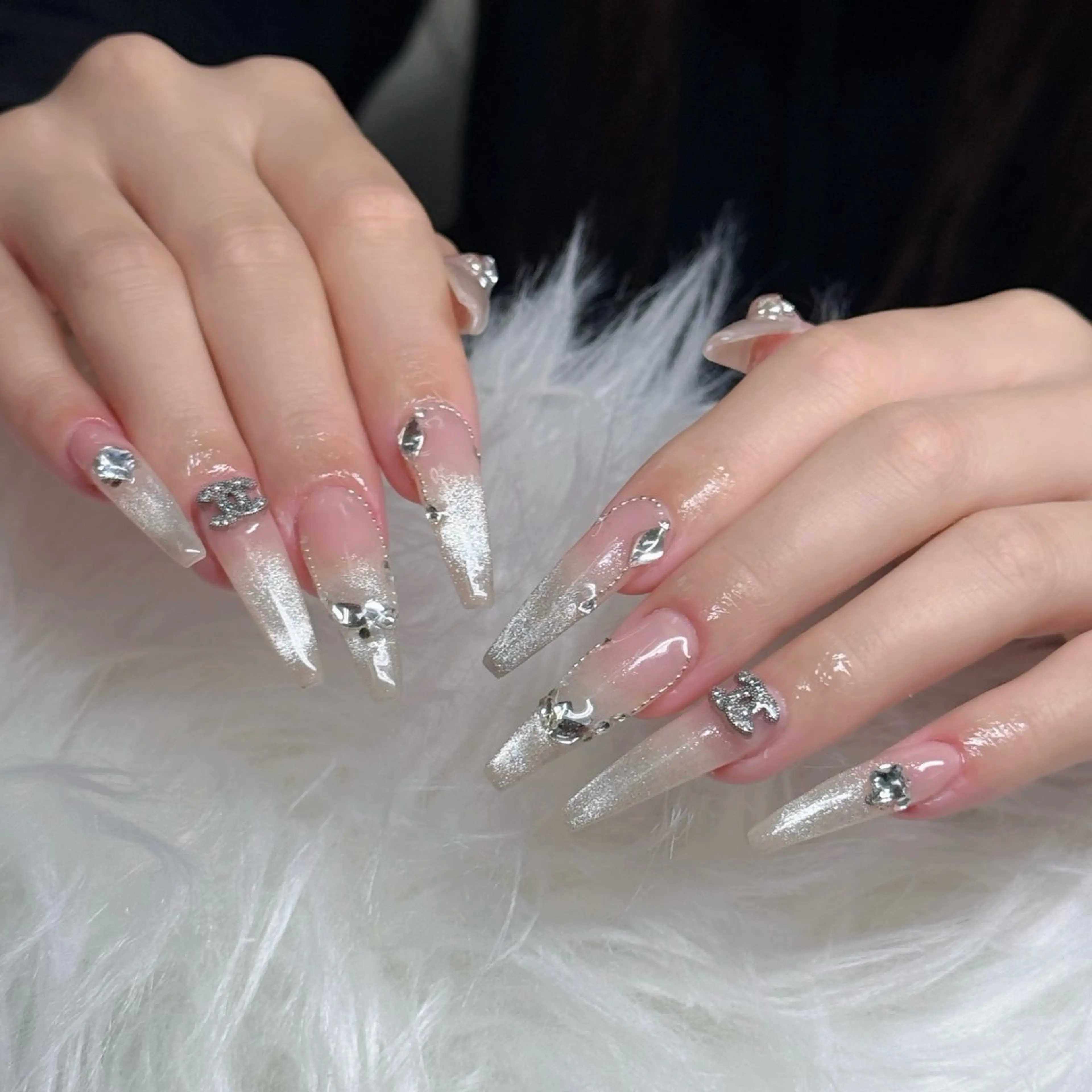 ネイル ロングネイル マグネットネイル リボン 夏ネイル スーパーロングネイル ハンドネイル Hani nailsalonのネイルデザイン
