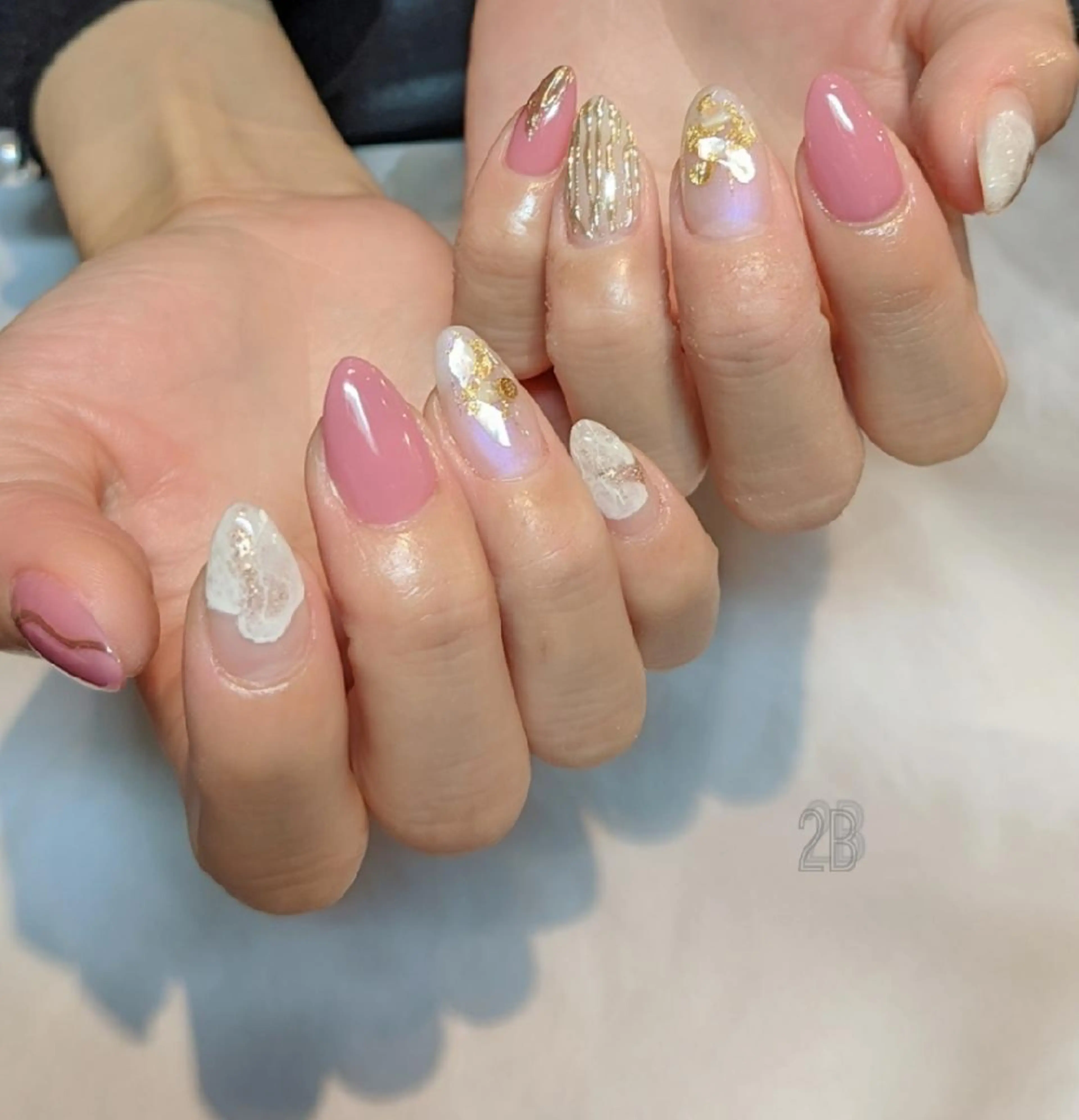 ネイル オーロラネイル ニュアンスネイル ピンク 2B__nails ニービー京都伏見区のネイルデザイン