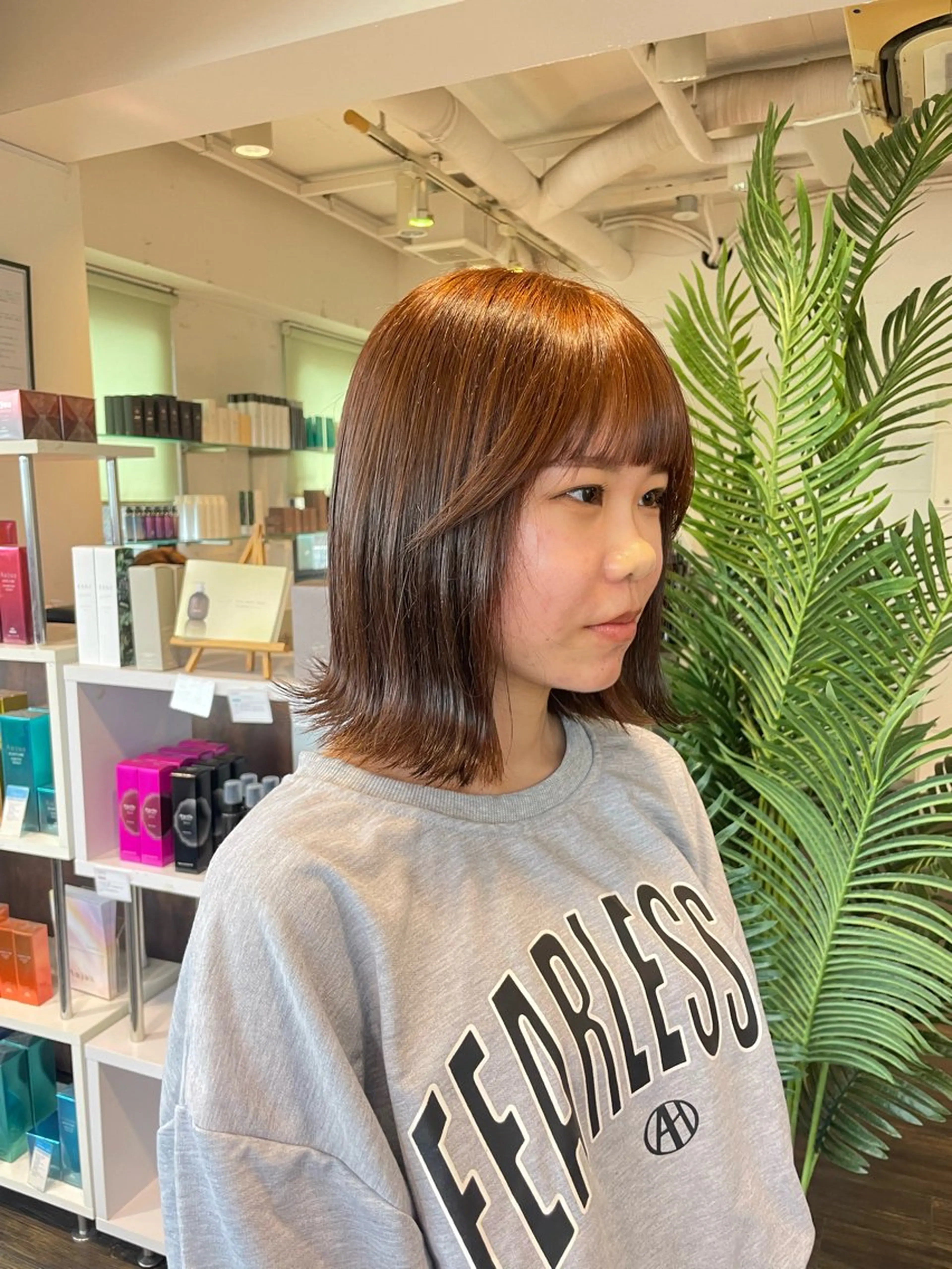 ロング カラー ブラウンカラー オレンジ オレンジブラウン カット ヘアカラー 佐藤 綾郁のヘアスタイル