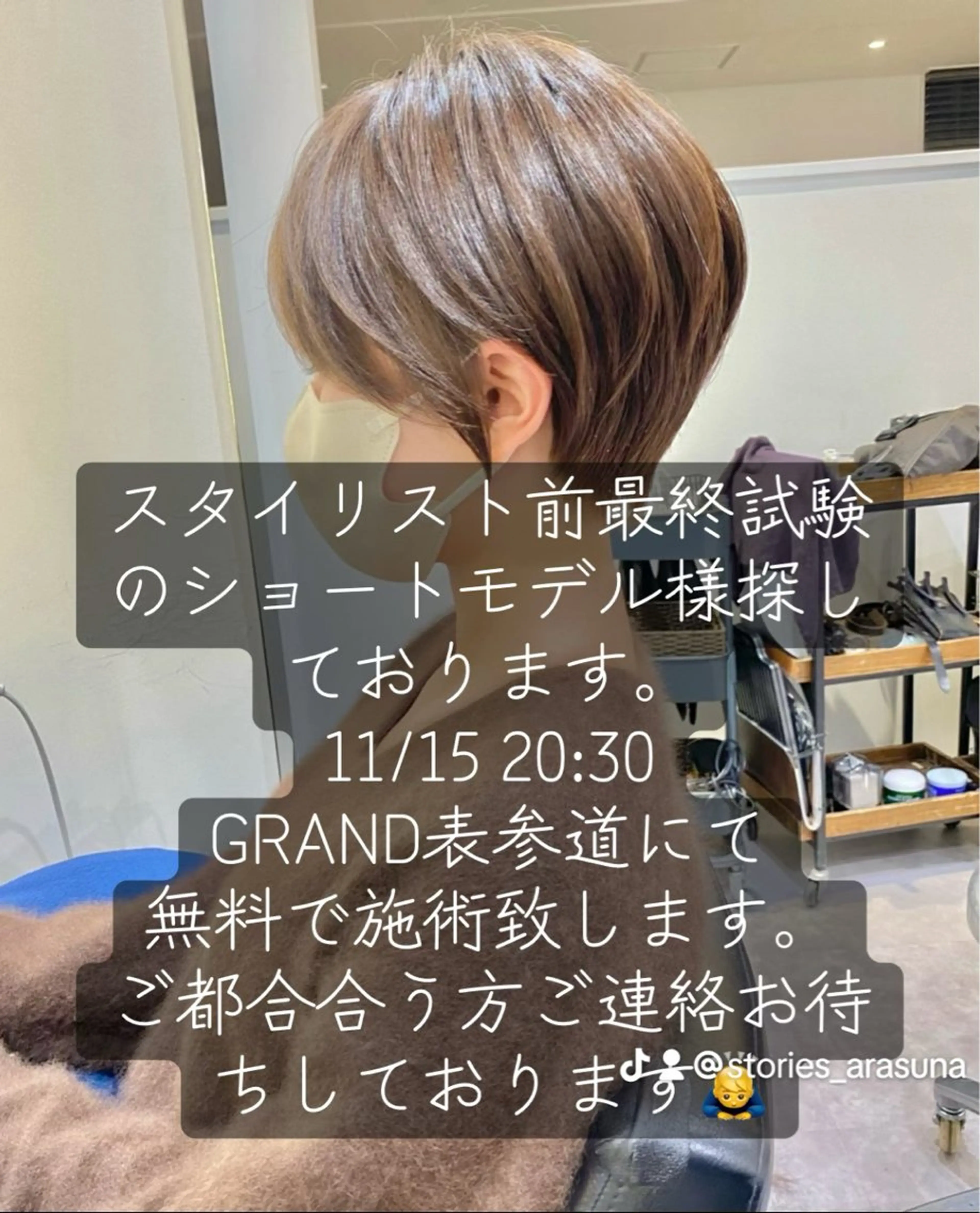 ショート 無料カットモデル/ 大人ショート/荒砂のヘアスタイル