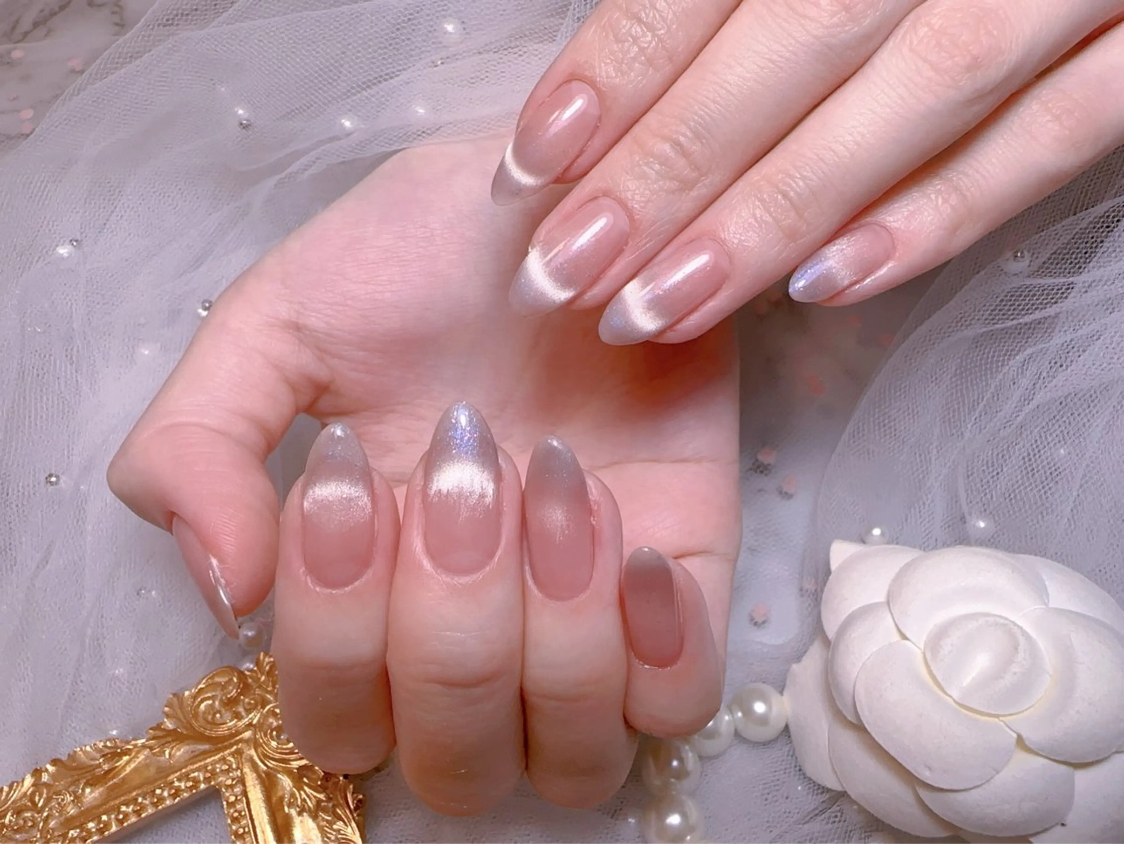 ネイル オーロラネイル フットネイル 韓国ネイル ラメ(グリッター) ラメグラデーション ハンドネイル Belle nail salon 新小岩のネイルデザイン