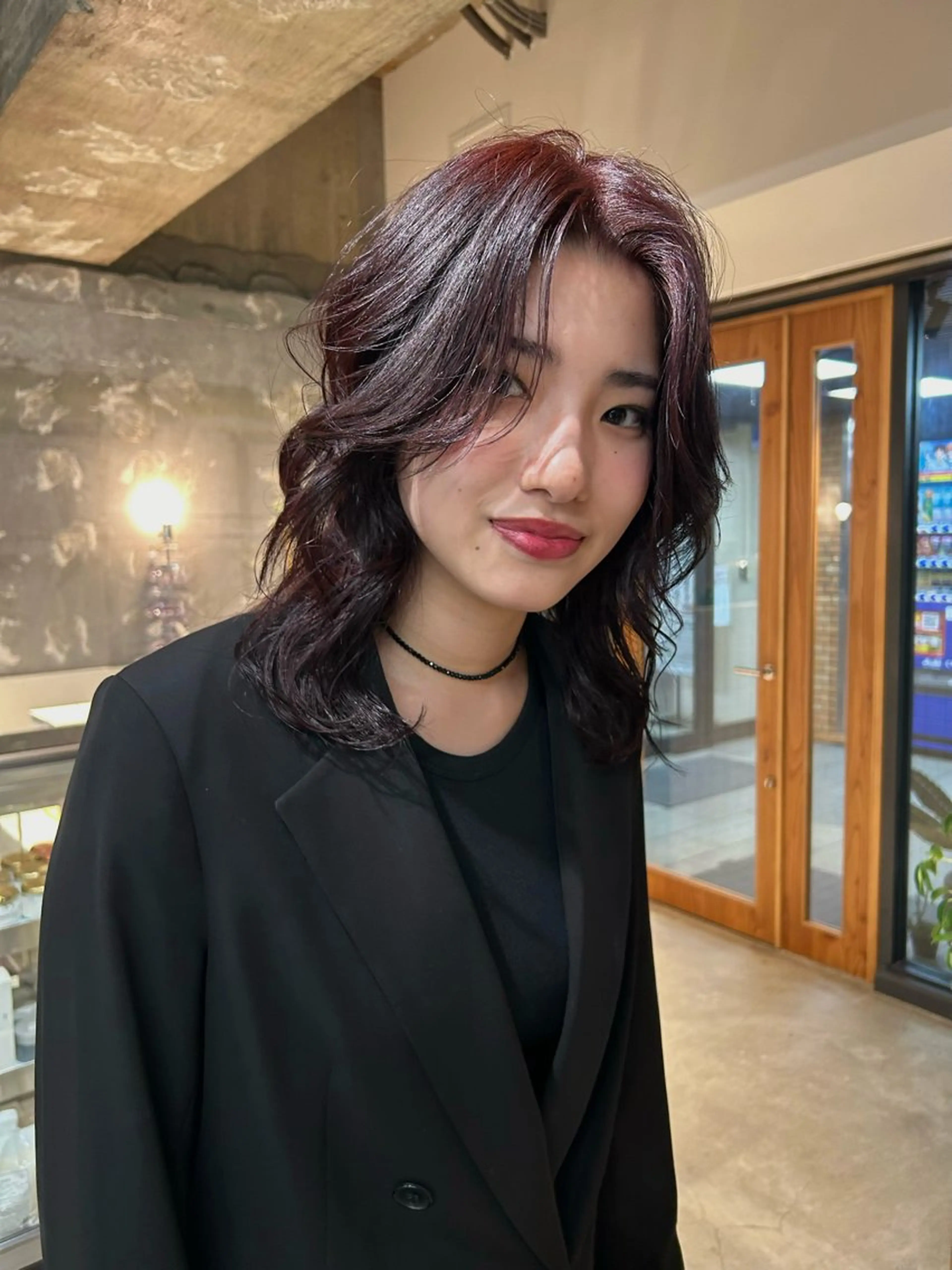 ミディアム カラー ボルドーカラー 【心斎橋・本町】 'PAPRE'メイのヘアスタイル