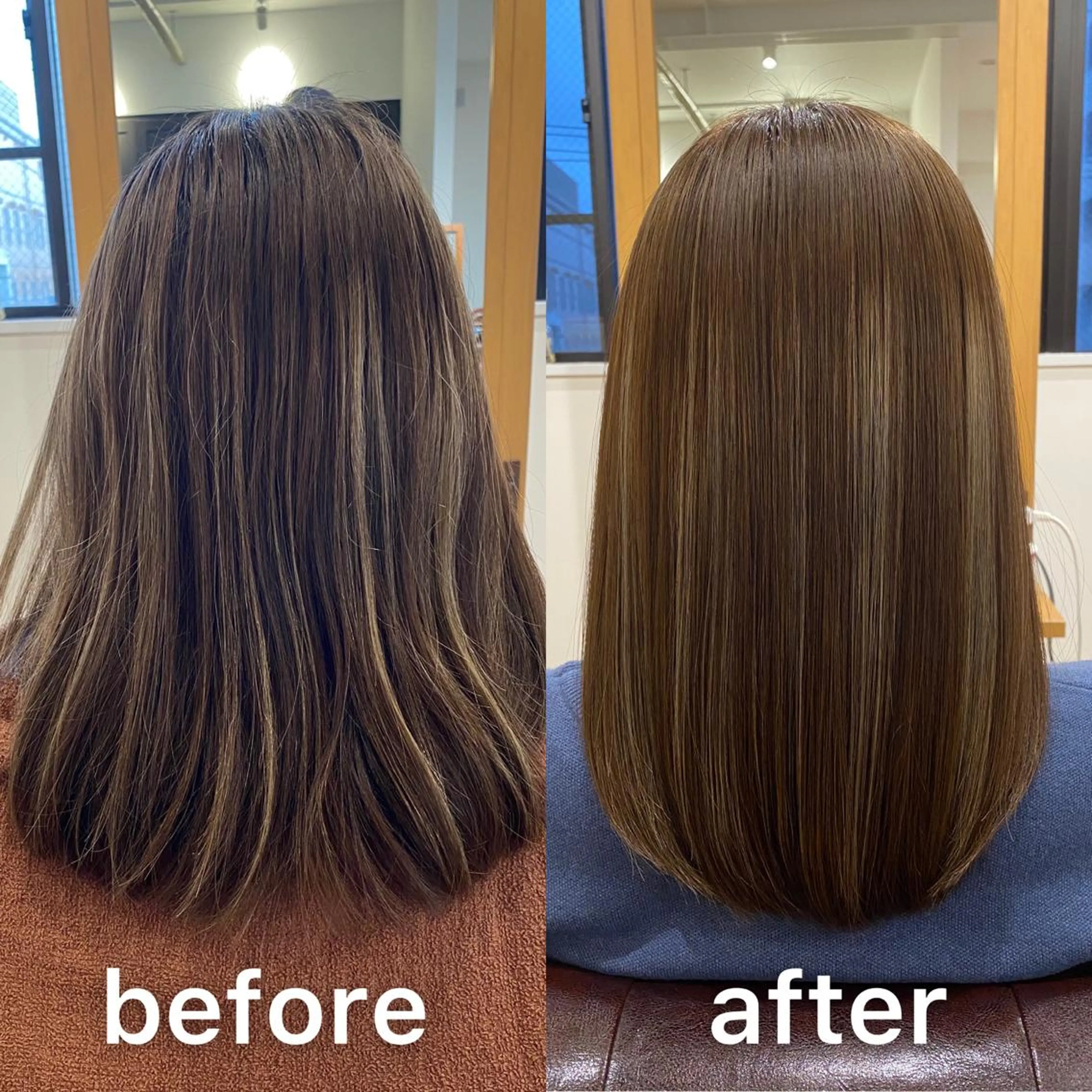 ミディアム カラー ベージュカラー ブリーチ 透明感カラー トリートメント KIZU 髪質改善 オカルト怪談のヘアスタイル