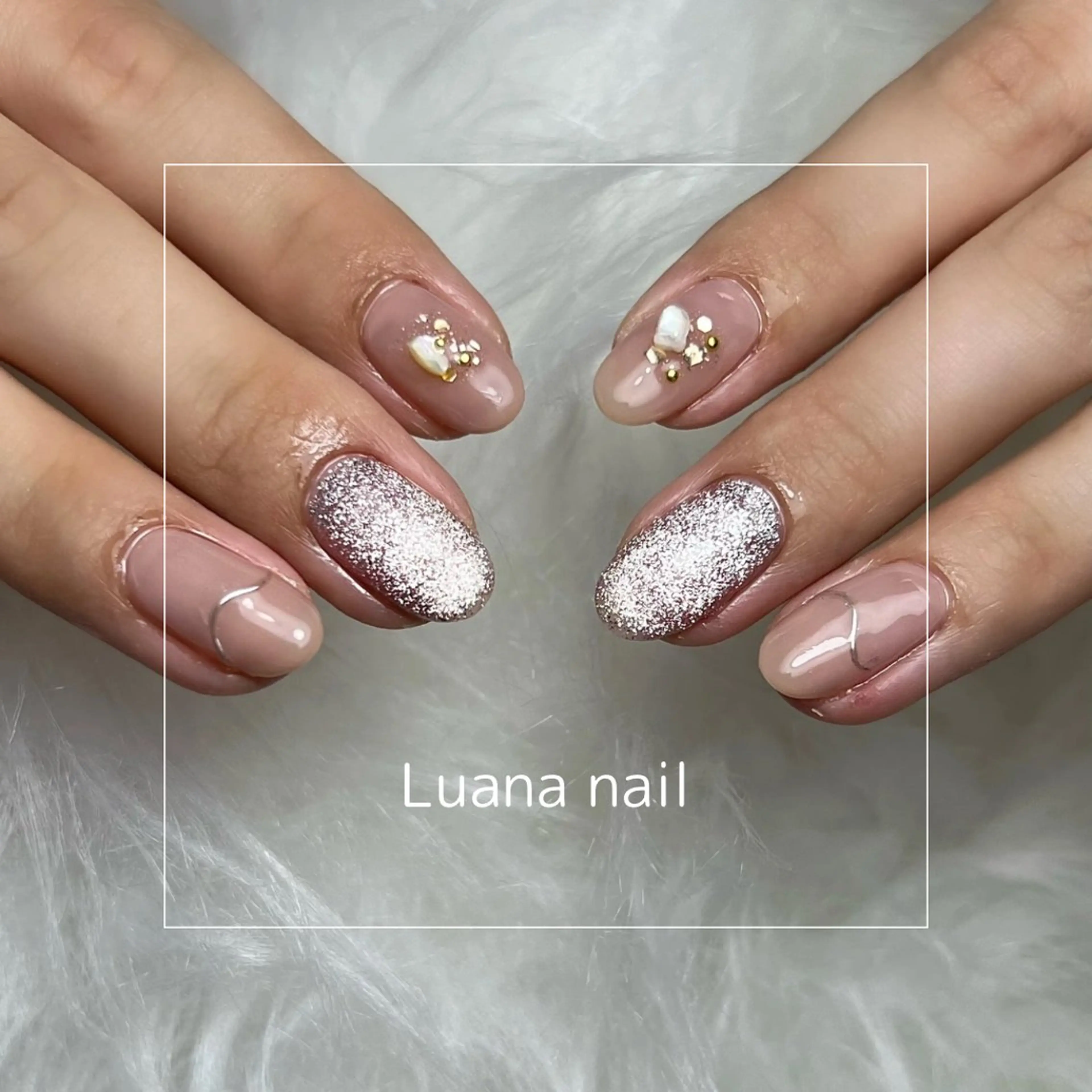 ネイル ブラウン マグネットネイル ピンク ピンクベージュ 赤色 Luana nailのネイルデザイン
