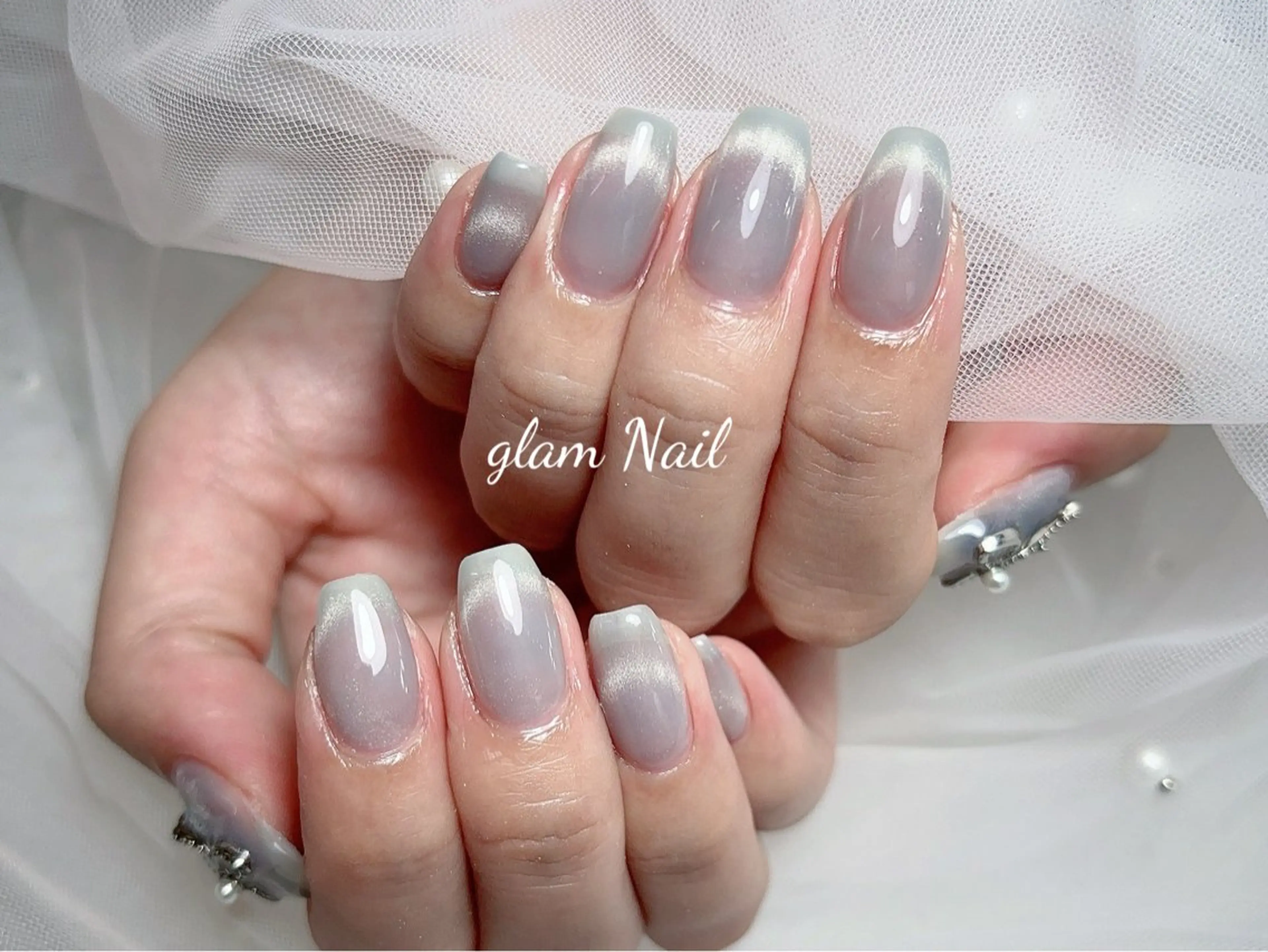 ネイル ハンドネイル エツメ💅 長さだし🎀デザインのネイルデザイン