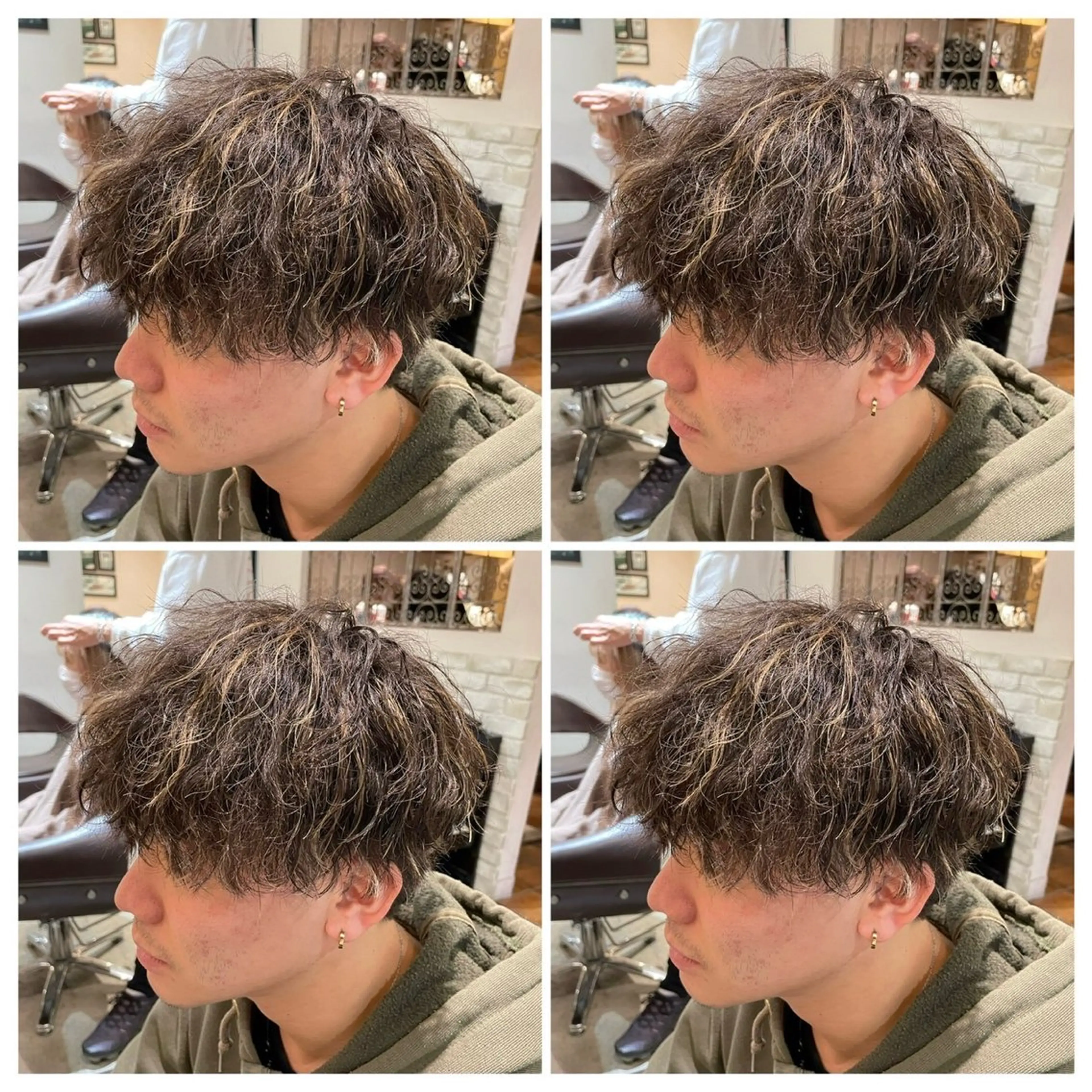 ミディアム パーマ メンズ カット ヘアカラー パーマ トリートメント 🟣メンズパーマ 川端 永遠🟣のヘアスタイル