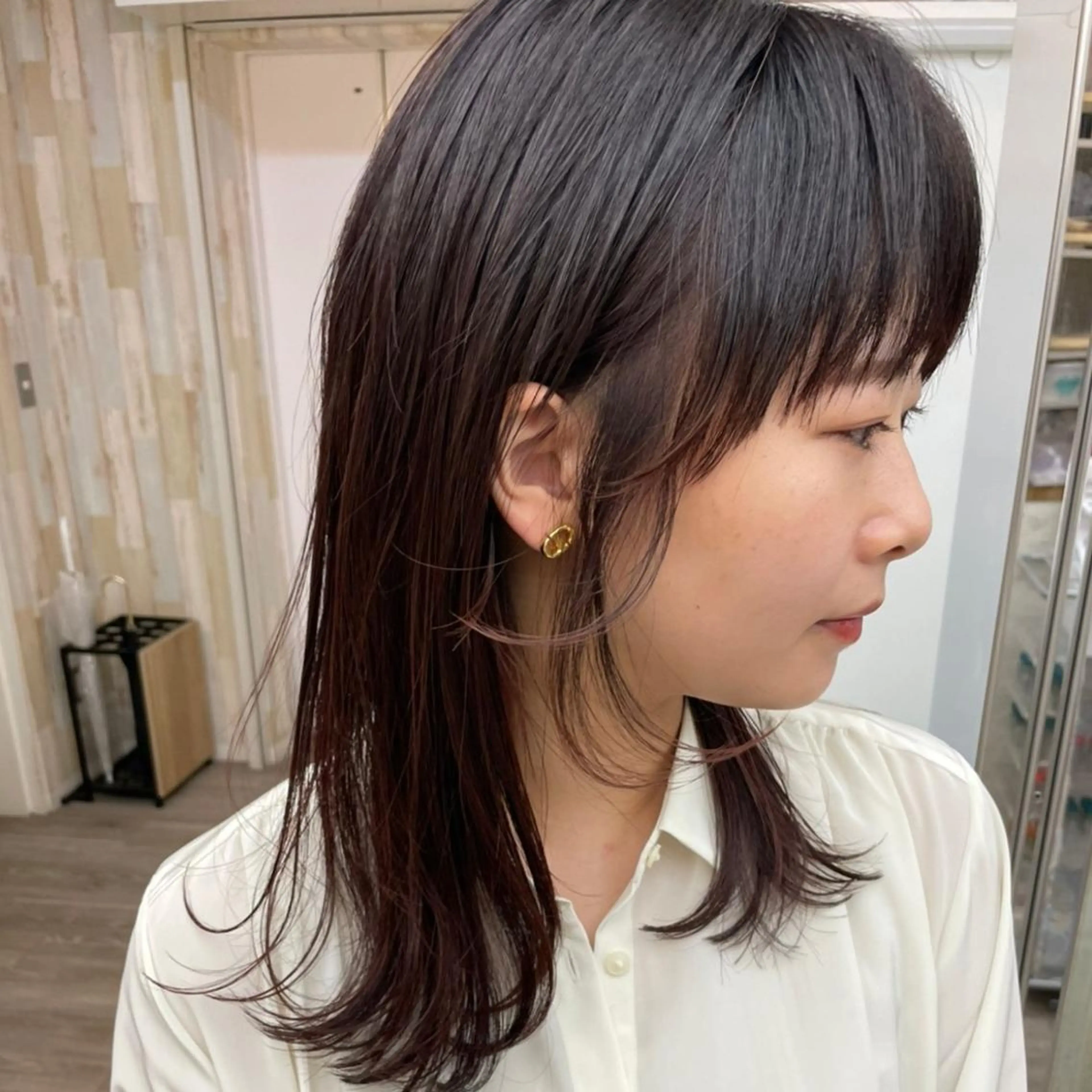セミロング カラー アディクシーカラー アッシュ バレイヤージュ ミストバング ブリーチ カット ヘアカラー トリートメント N° anfeel 渋谷🪞🫧のヘアスタイル