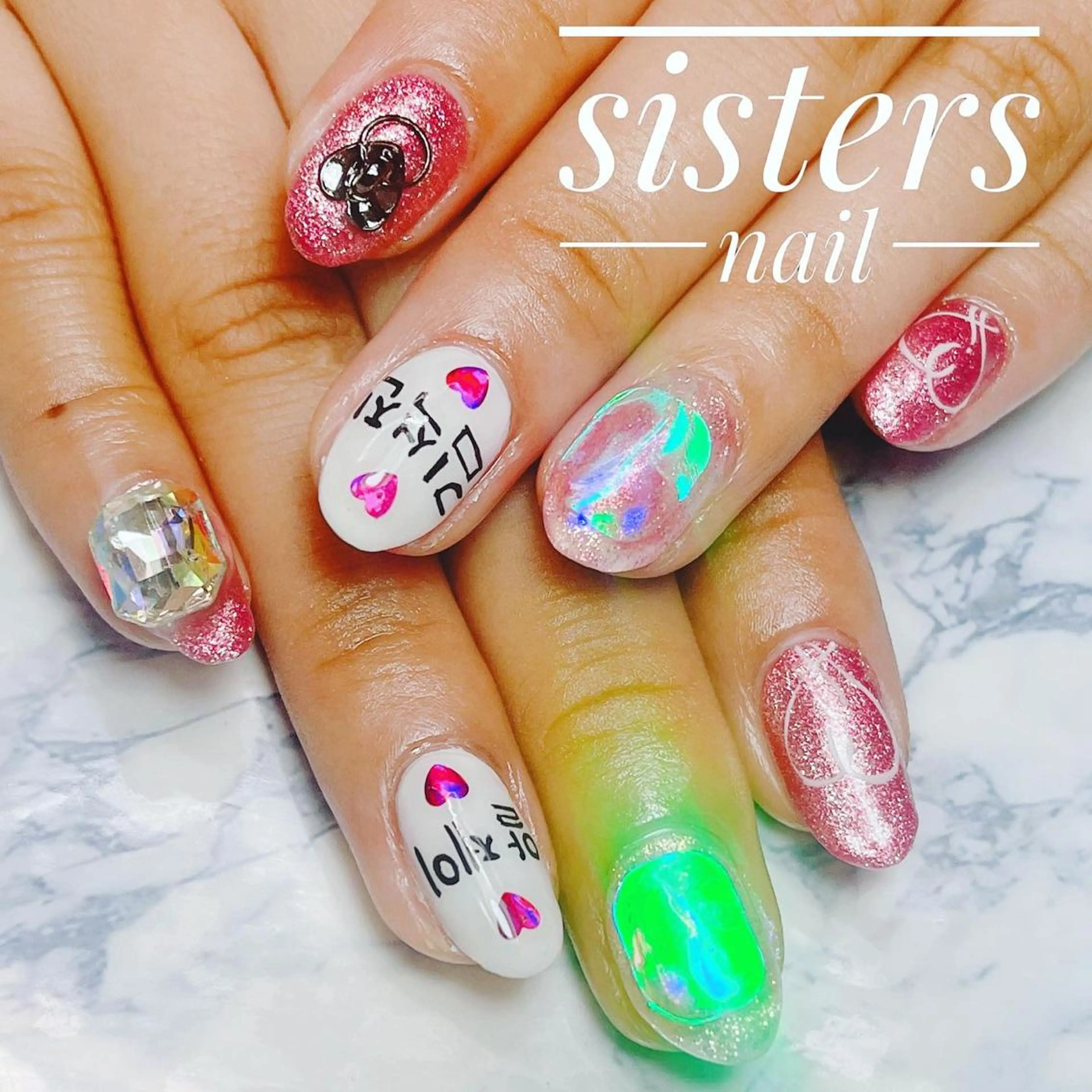 ネイル アートネイル 氷ネイル・うるうるネイル 韓国ネイル ラメ(グリッター) 夏ネイル sisters nail.fのネイルデザイン