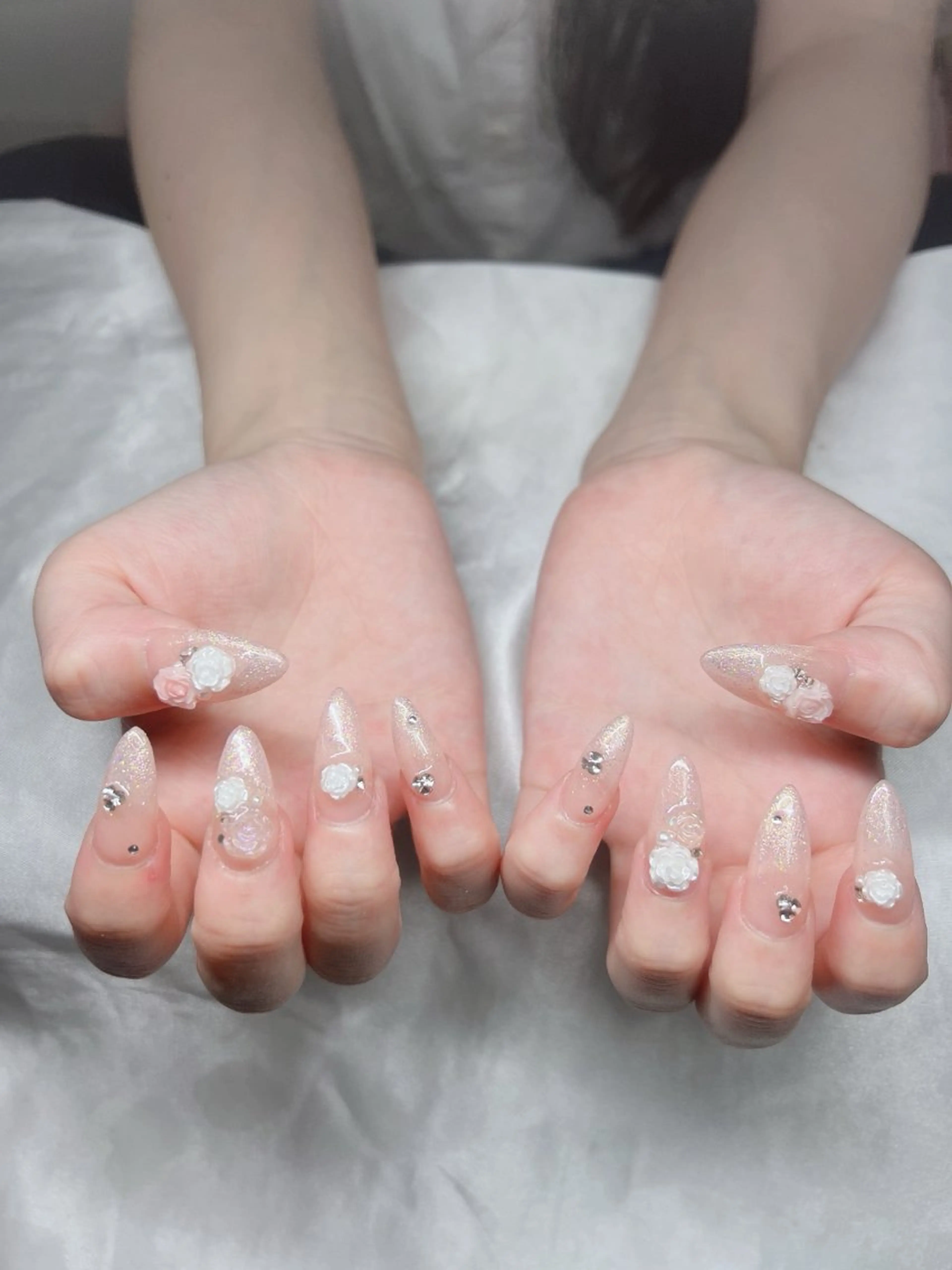 ネイル 長さ出し グラデーション キラキラネイル マグネットネイル ニュアンスネイル ハンドネイル Lee Nails チップ長さだし専門店のネイルデザイン