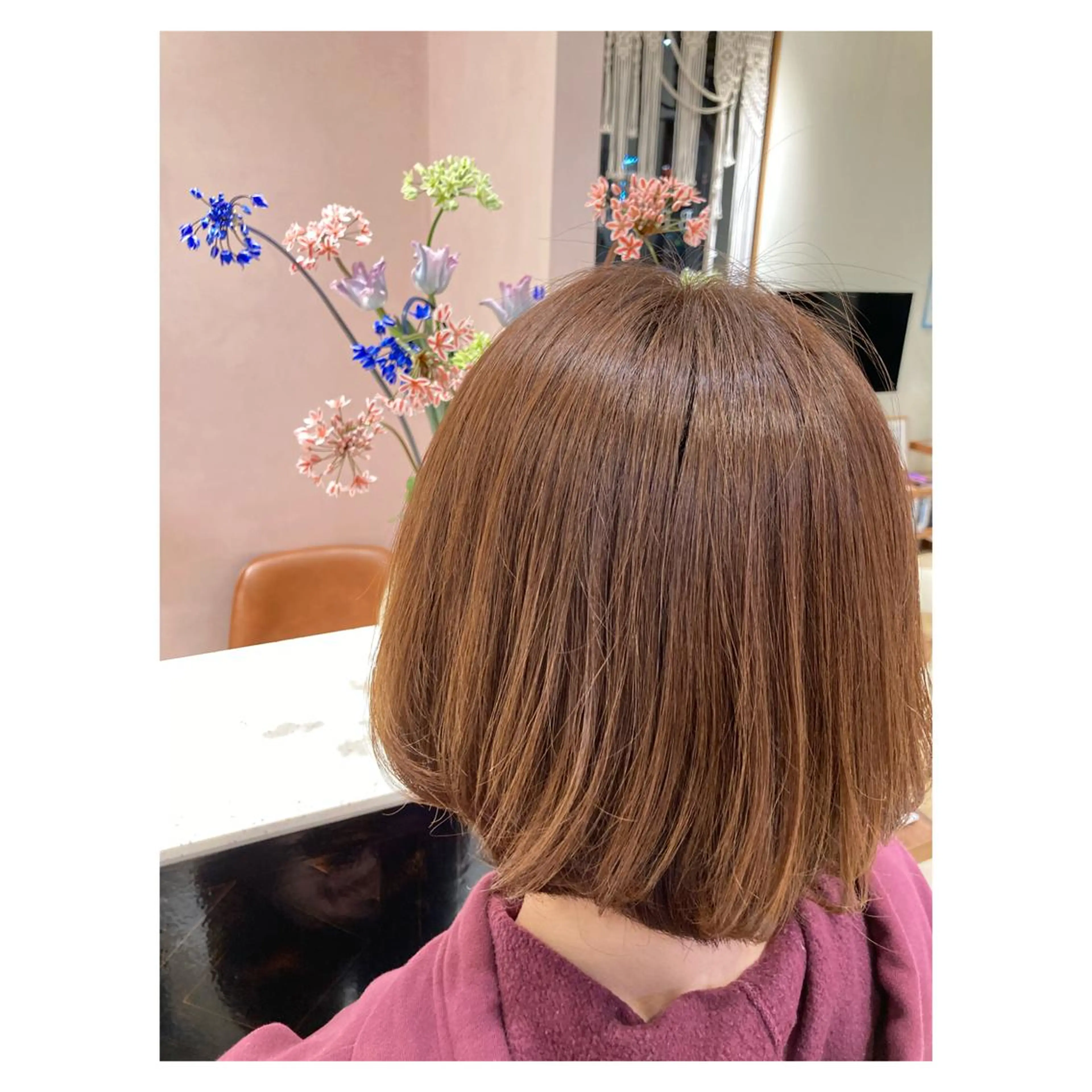 ミディアム カラー ボブカット／ 明千のヘアスタイル
