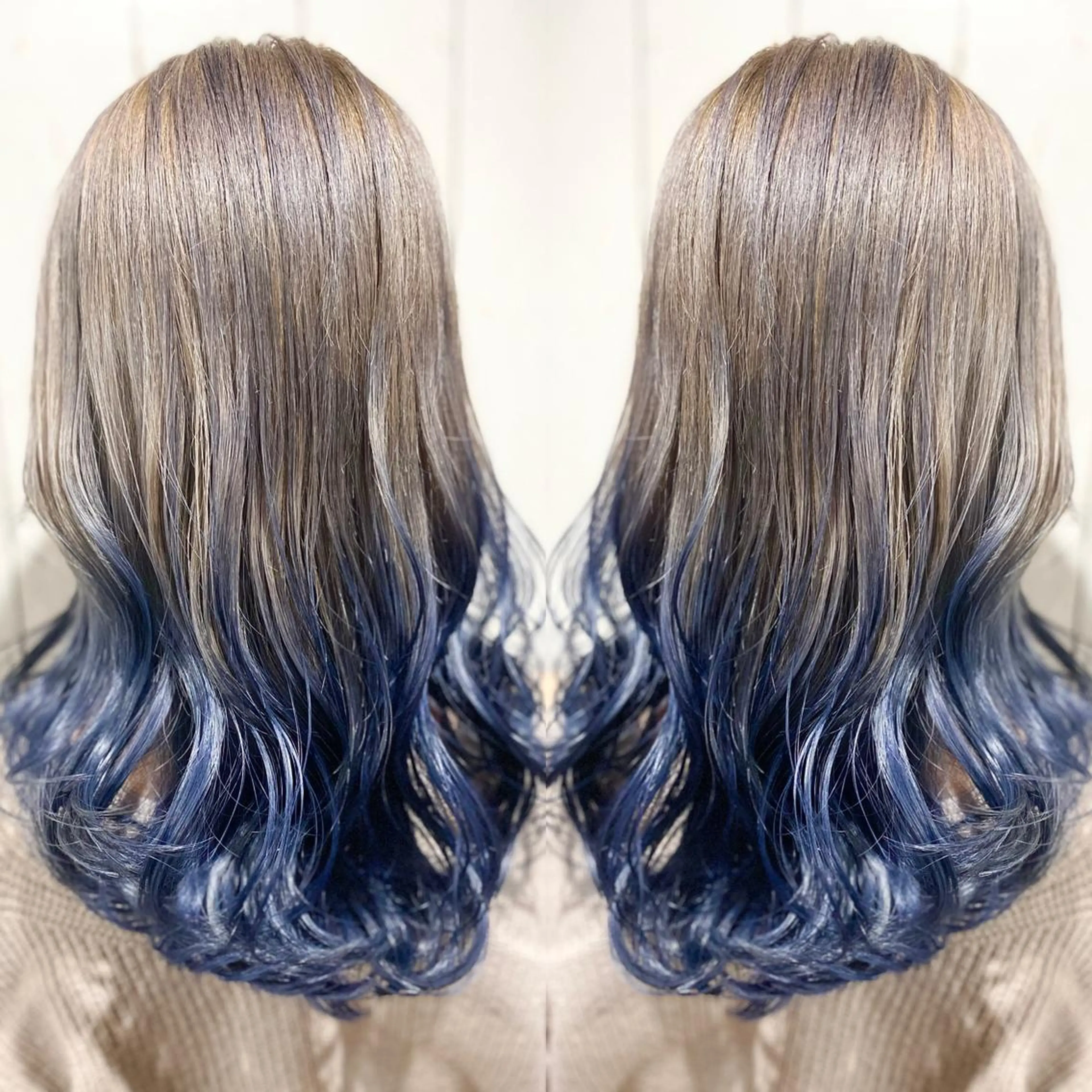 ロング カラー パーマ ヘアアレンジ アッシュ バレイヤージュ ベージュカラー ブリーチ ブルーカラー RecheRche【池袋】所属・👑指名率No.1 👑坂口飛翔のヘアスタイル