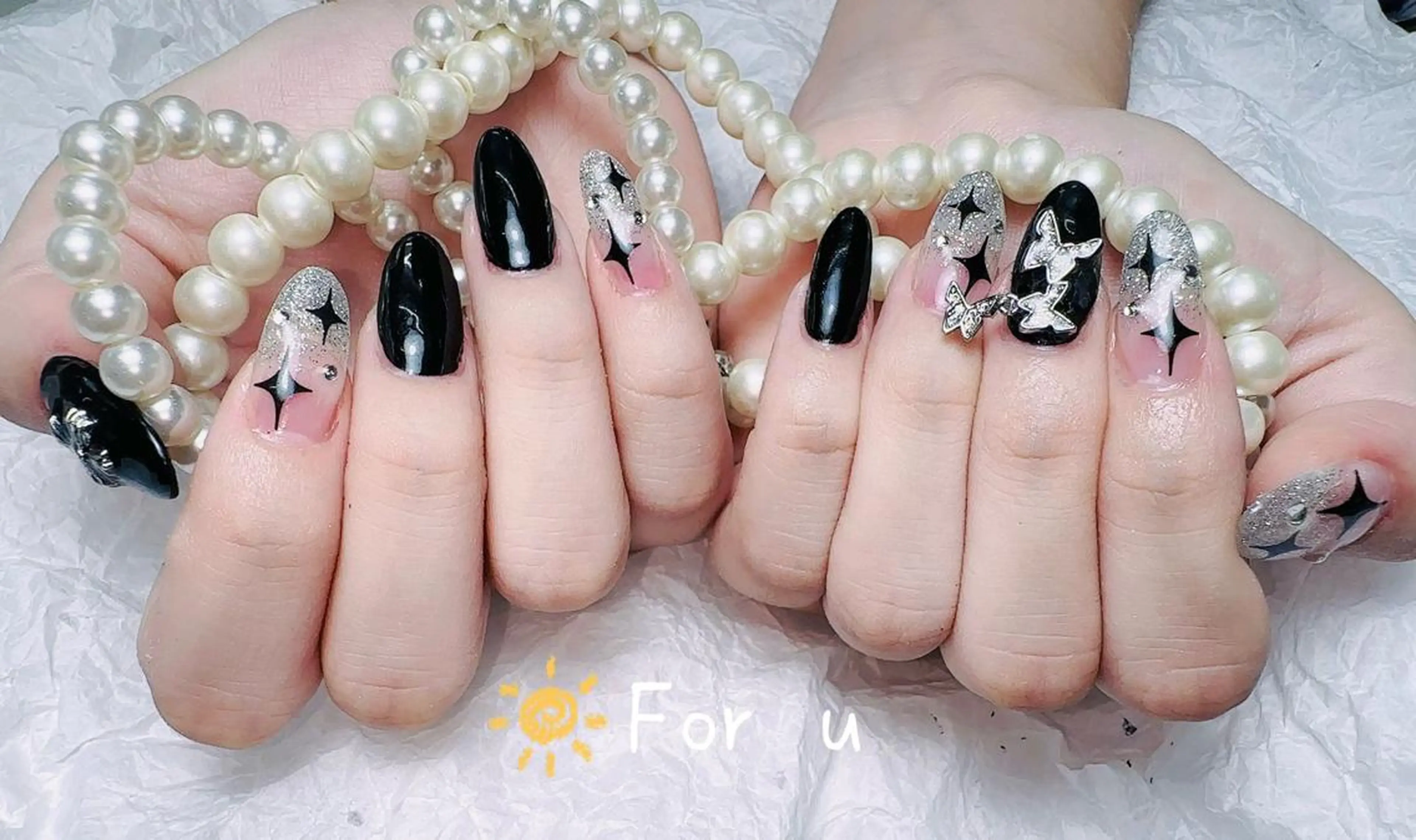 ネイル 長さ出し フレンチネイル ジェルネイル ガラスフレンチ 韓国ネイル ハンドネイル ハンドケア For U nail スカルプ専門店のネイルデザイン