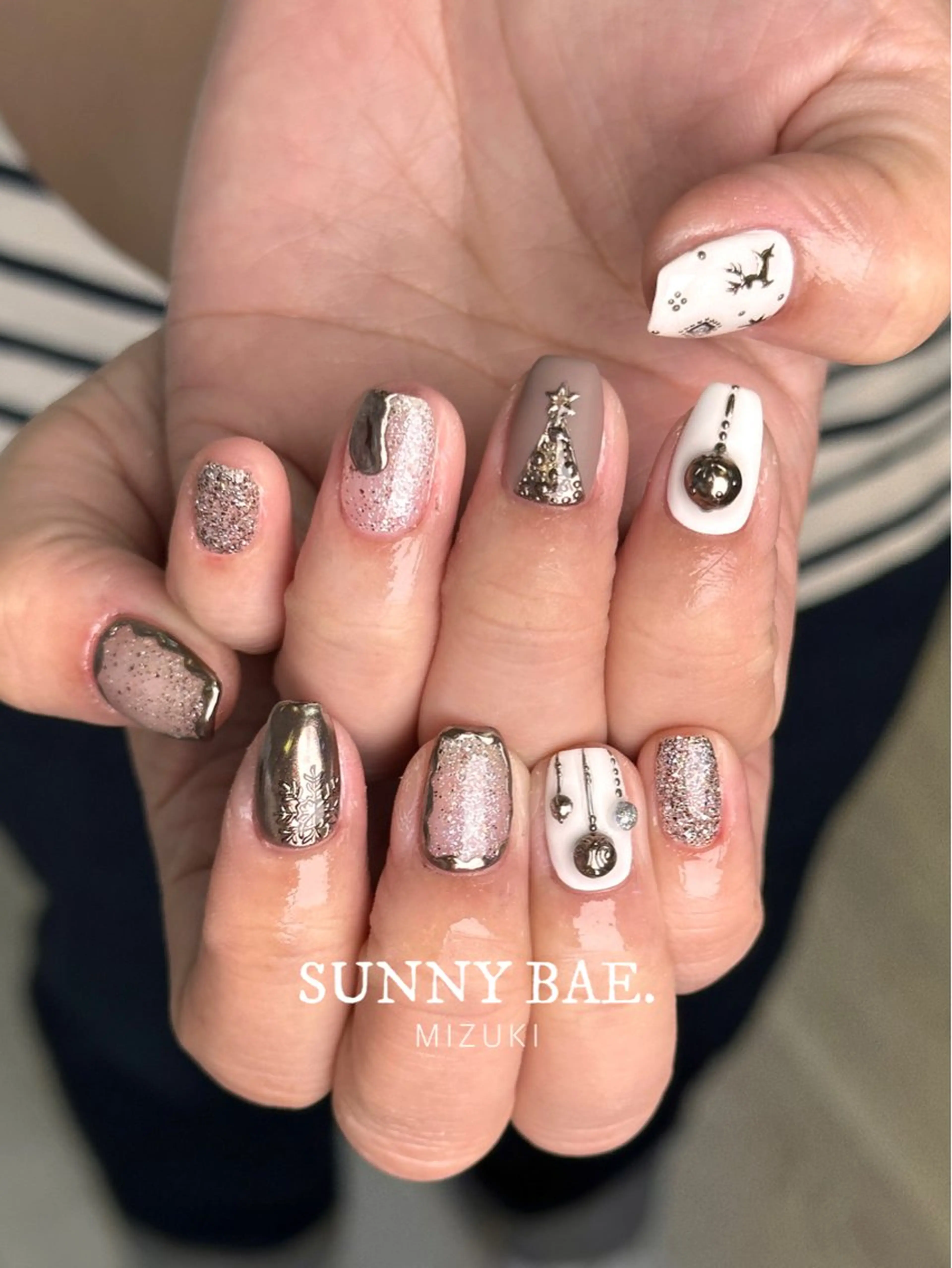 ネイル マットネイル ミラーネイル 冬ネイル クリスマス ハンドネイル SUNNY BAE. 🌼MIZUKIのネイルデザイン