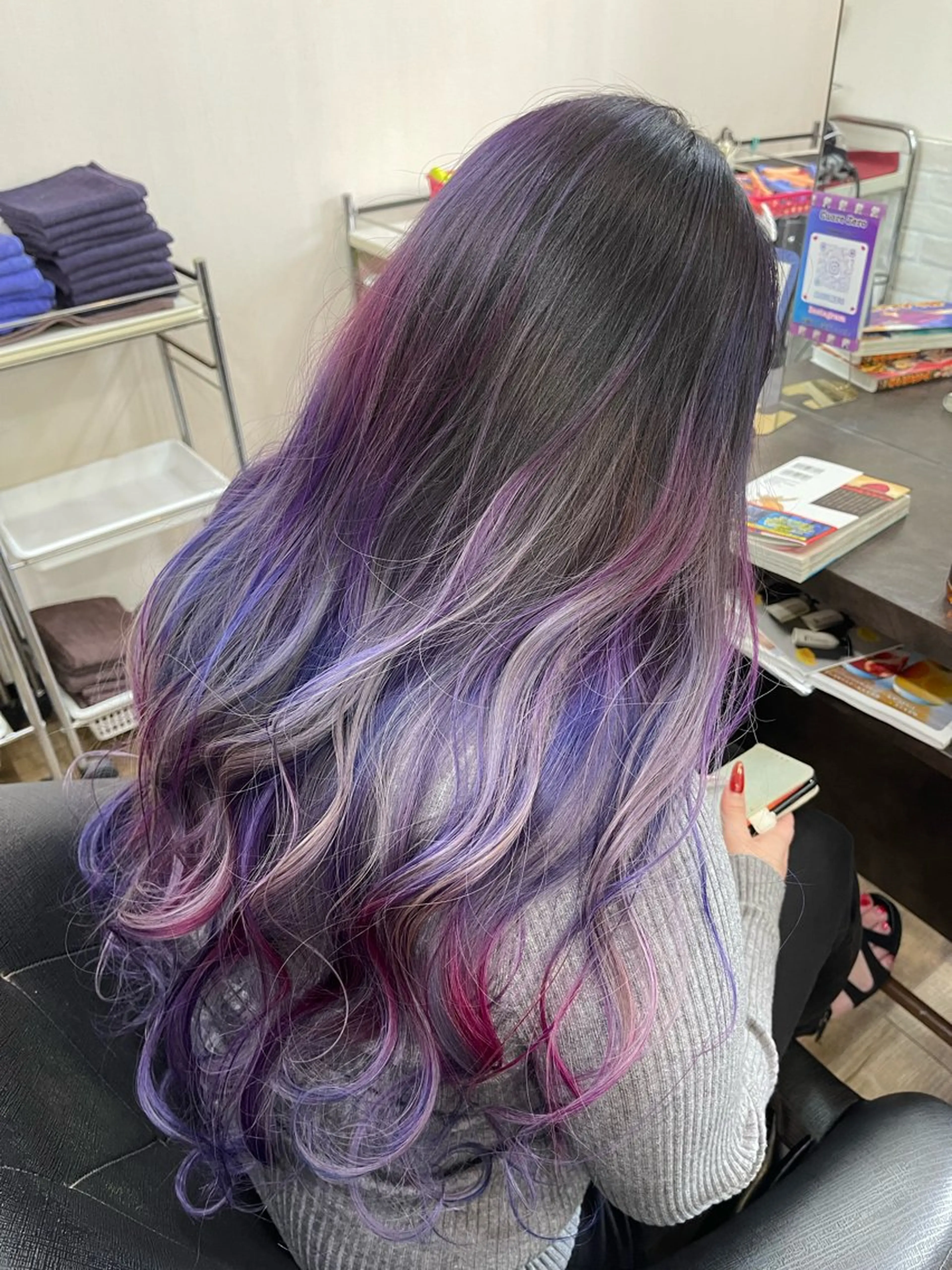 ロング カラー バレイヤージュ ブリーチ デザインカラー レイヤーカット ヘアカラー トリートメント ブリーチカラー /名駅/楓のヘアスタイル