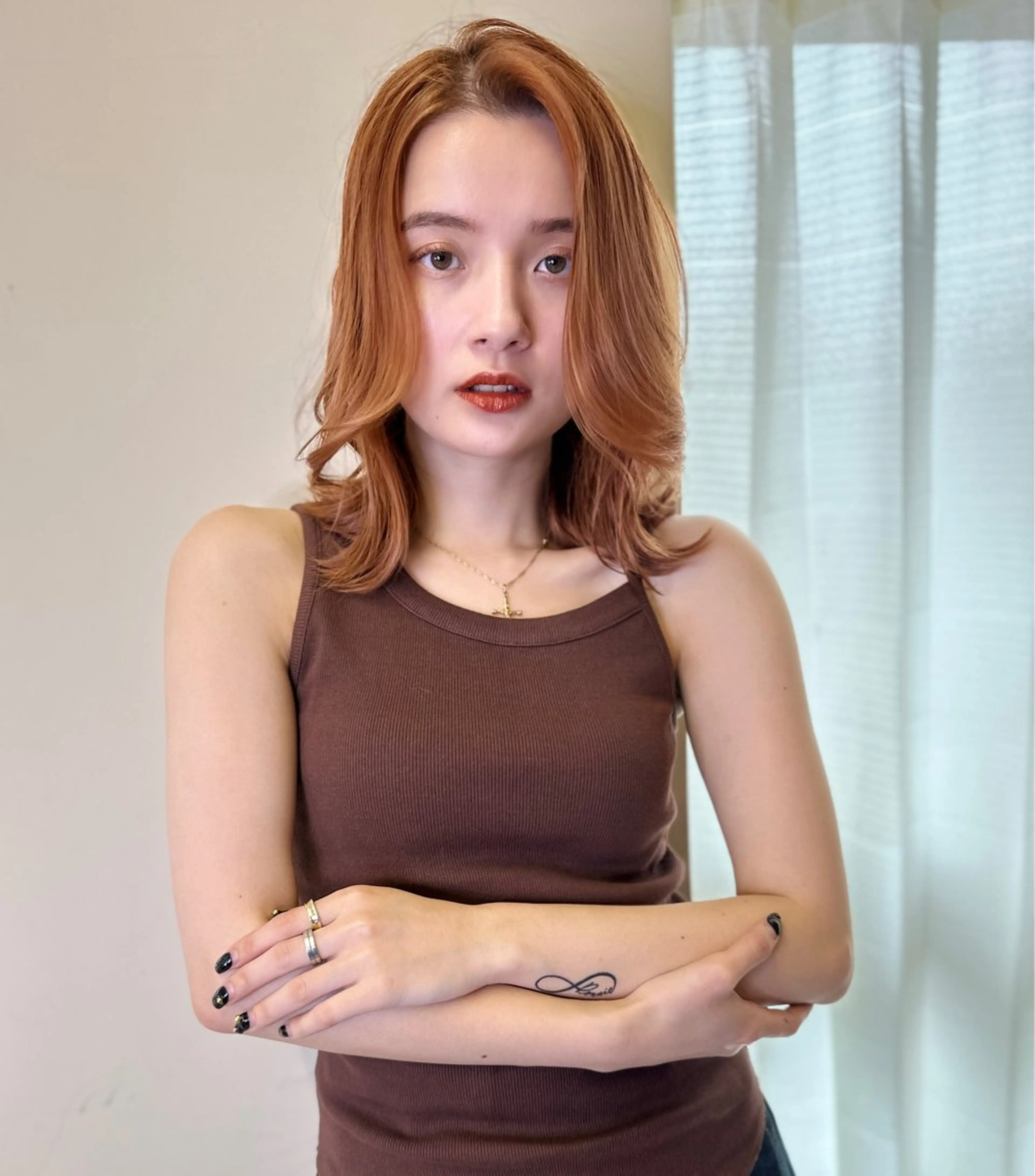 セミロング カラー アディクシーカラー バレイヤージュ ブリーチ デザインカラー ダブルカラー カット ヘアカラー トリートメント レイヤーカット nude ヘア大和のヘアスタイル