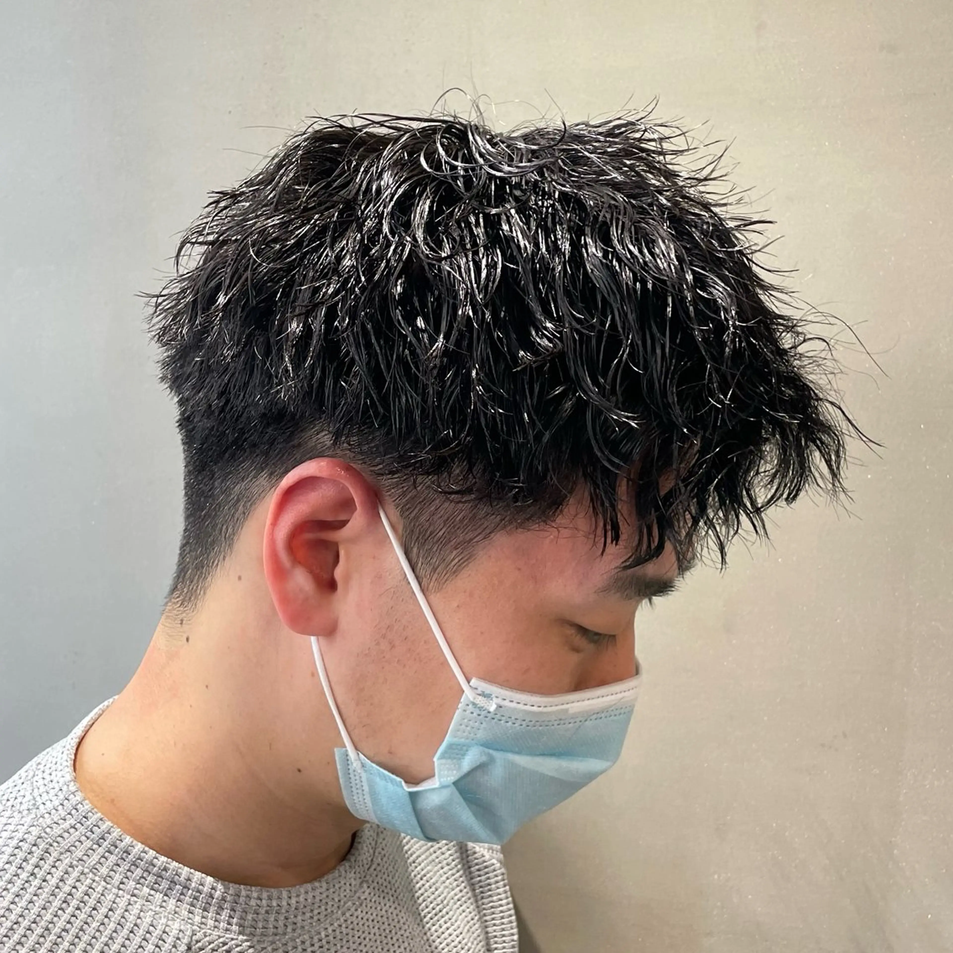 ショート パーマ メンズ カット パーマ ヘアセット メンズ/メンズパーマ /心斎橋/新地政紀のヘアスタイル