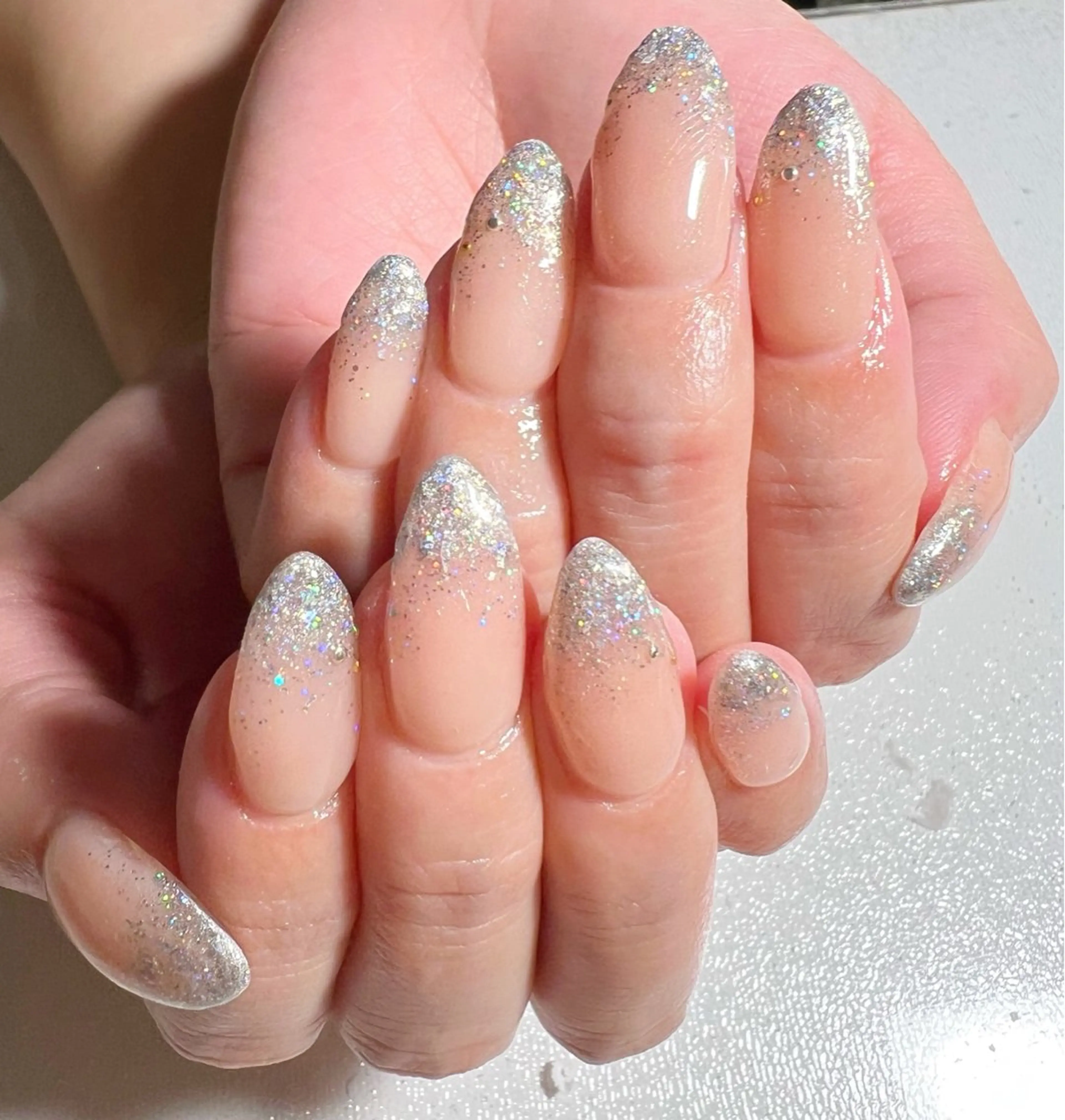 ネイル グラデーション キラキラネイル ラメ(グリッター) ラメグラデーション ハンドネイル private salon mieのネイルデザイン