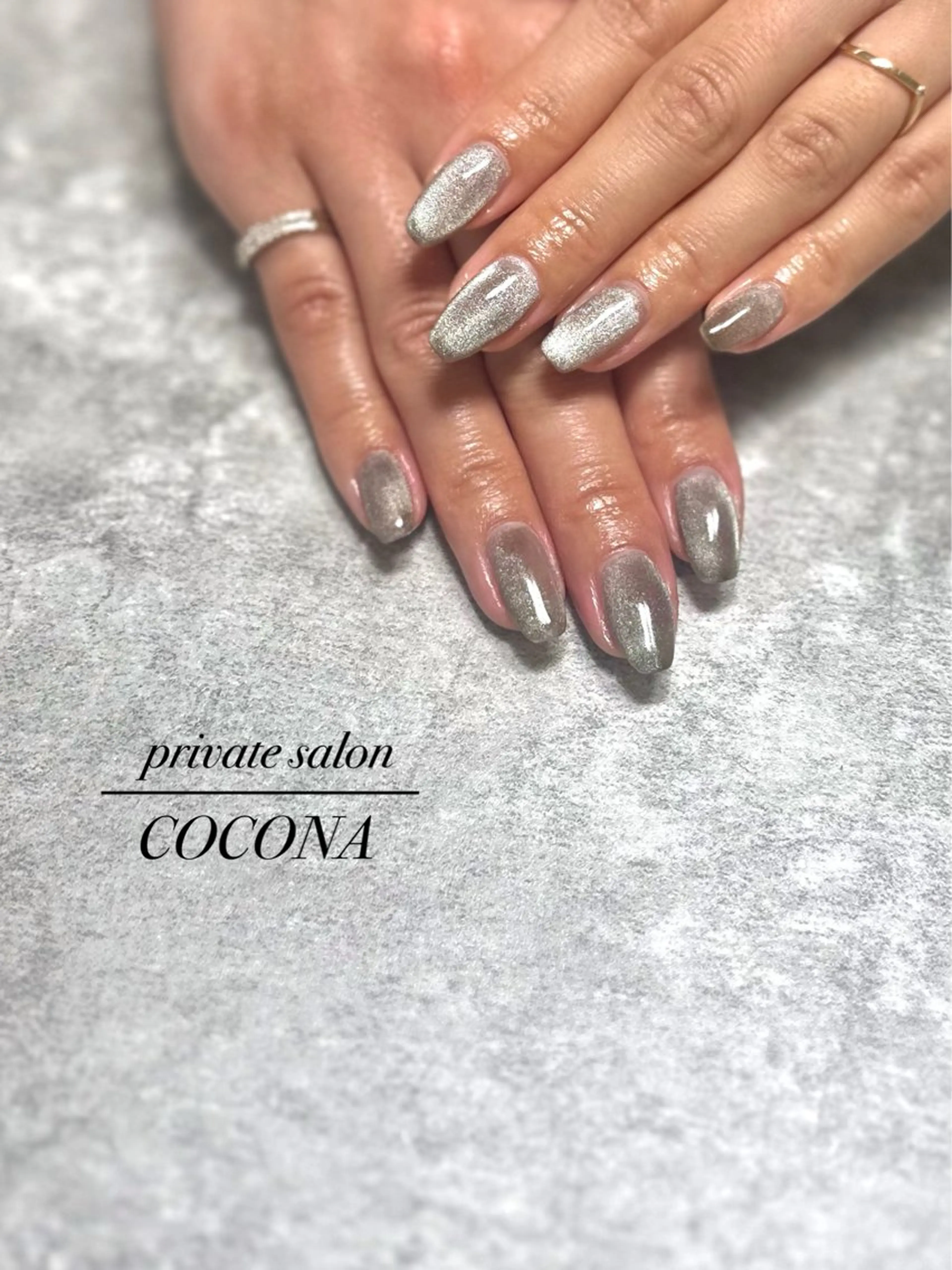 ネイル マグネットネイル マグネットワンカラー ワンカラーネイル ハンドネイル プライベートサロン nailcoconaのネイルデザイン