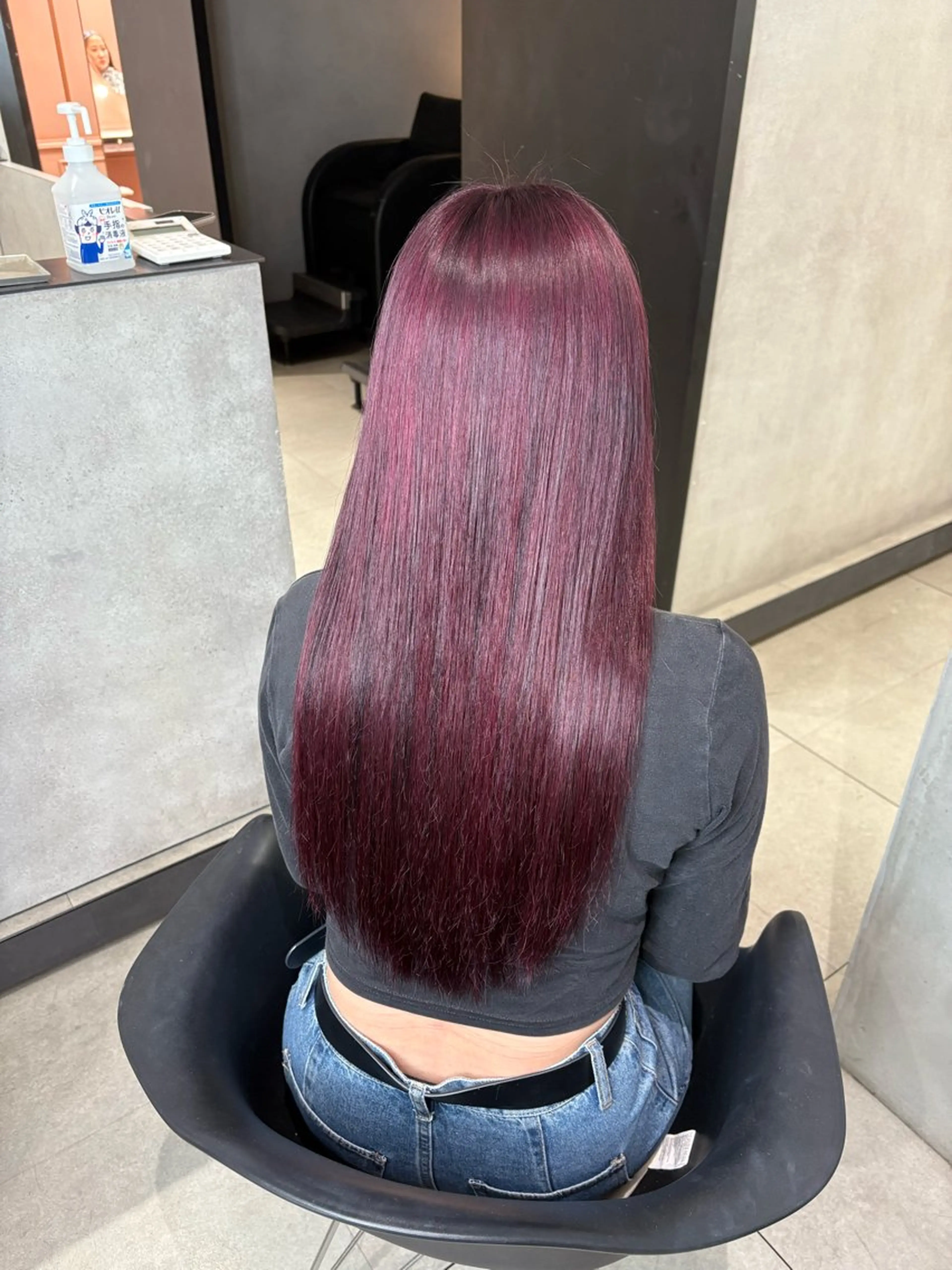 ロング カラー ブリーチ ボルドーカラー エクステ ヘアカラー エクステ 大阪 梅田/ ハイトーン/エクステのヘアスタイル