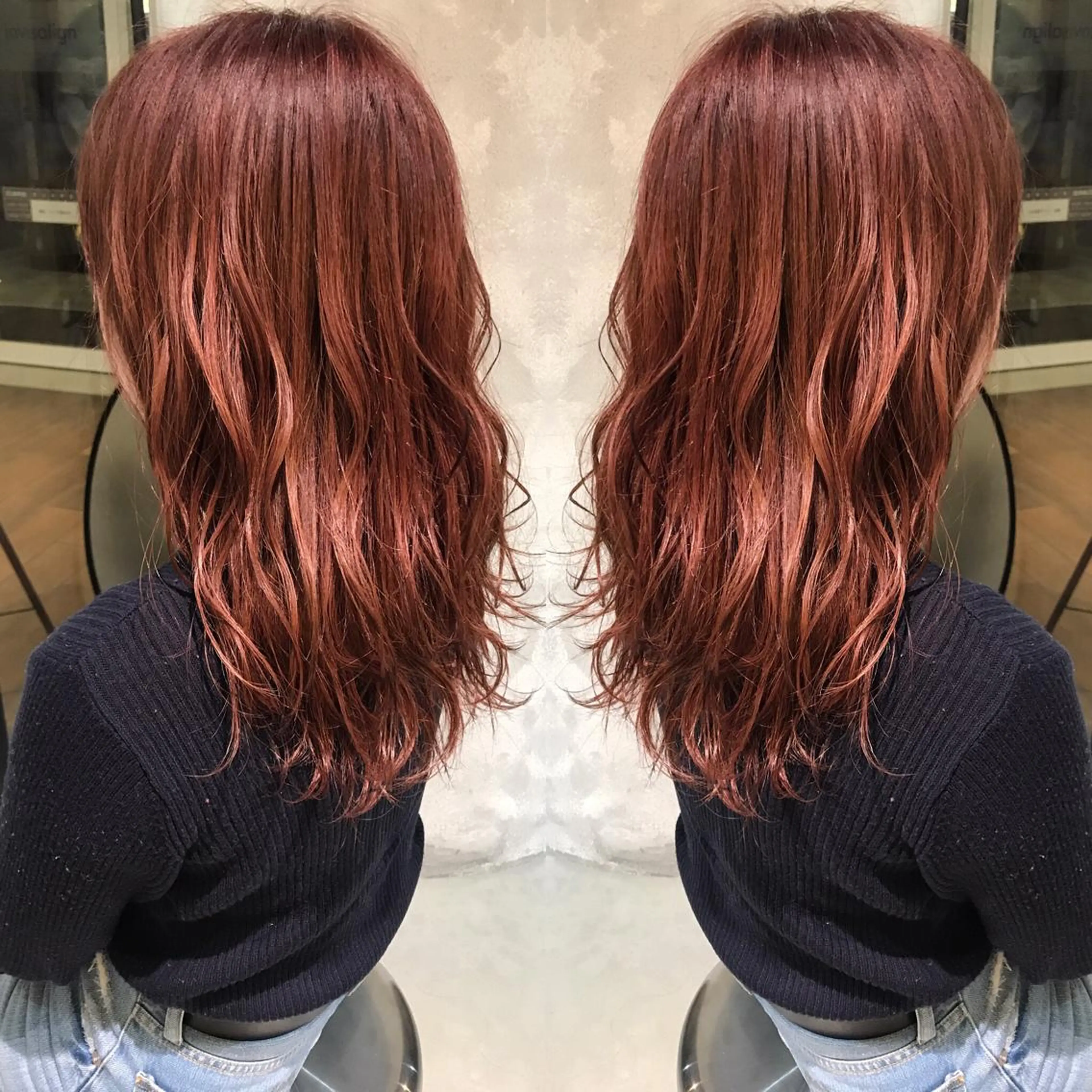 ロング カラー オレンジ ピンクカラー 松村 崇弘のヘアスタイル